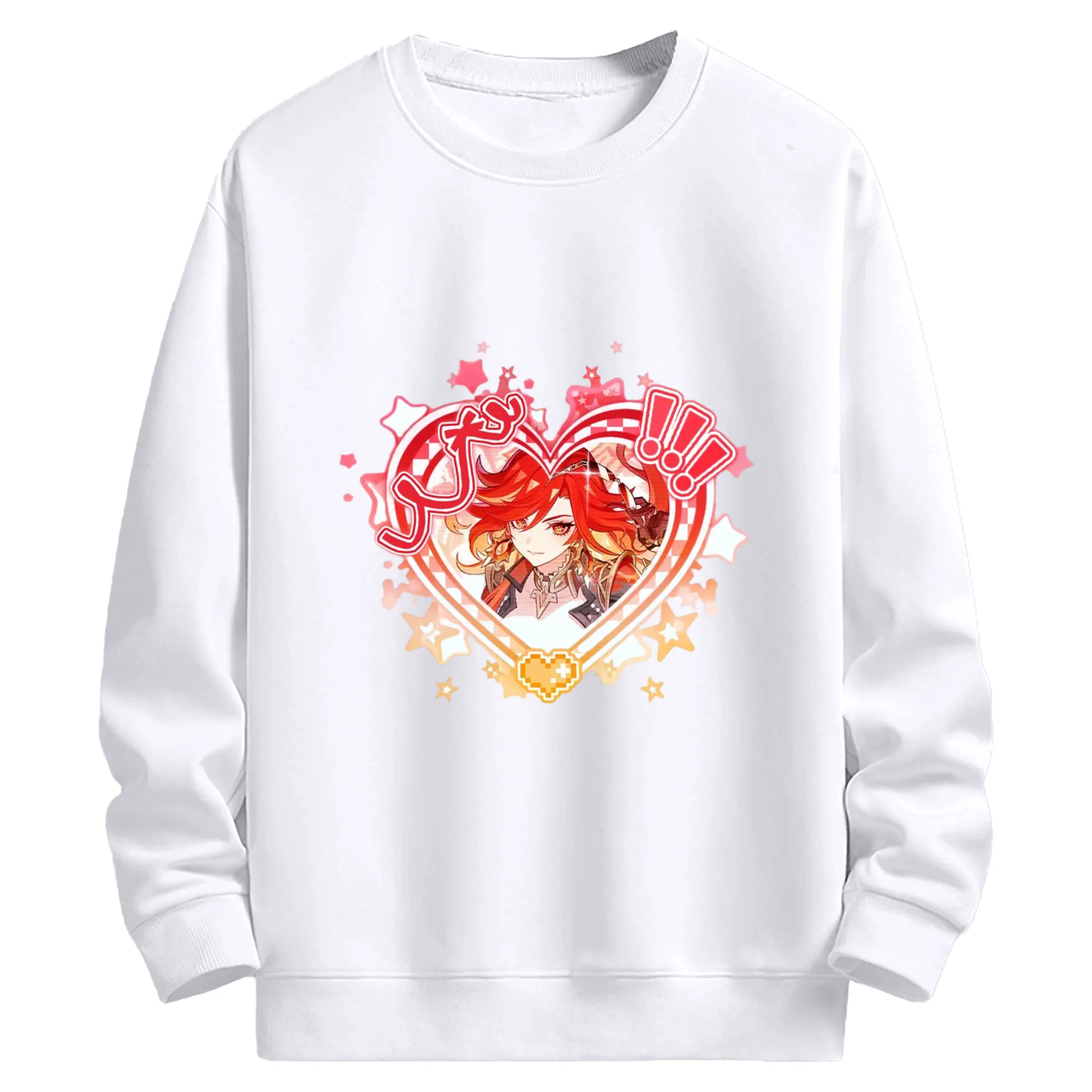 Genshin ナタ 炎神えんしん マーヴィカ - 高品質 クルーネック スウェット ・ コットン59％ ポリエステル41％ ・ ユニセックス 長袖 トレーナー ・ カジュアル デイリー スポーツ 散歩用