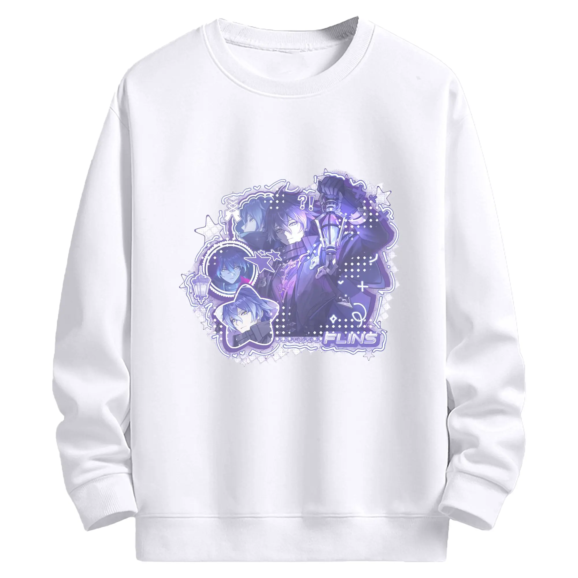 Genshin  ナド・クライ フリンズ - 高品質 クルーネック スウェット ・ コットン59％ ポリエステル41％ ・ ユニセックス 長袖 トレーナー ・ カジュアル デイリー スポーツ 散歩用