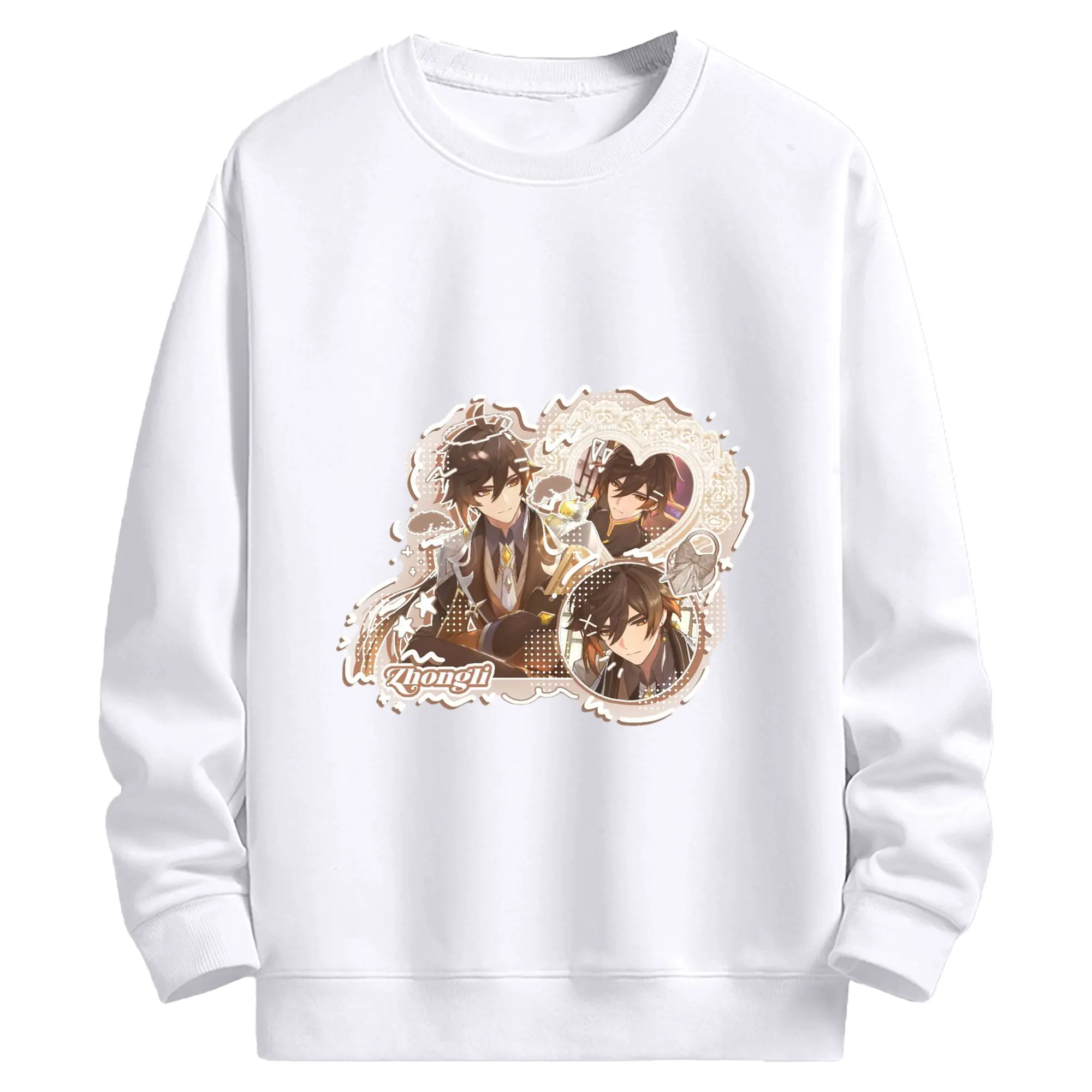 Genshin リーユエ 岩神がんしんモラクス 鍾離 - 高品質 クルーネック スウェット ・ コットン59％ ポリエステル41％ ・ ユニセックス 長袖 トレーナー ・ カジュアル デイリー スポーツ 散歩用