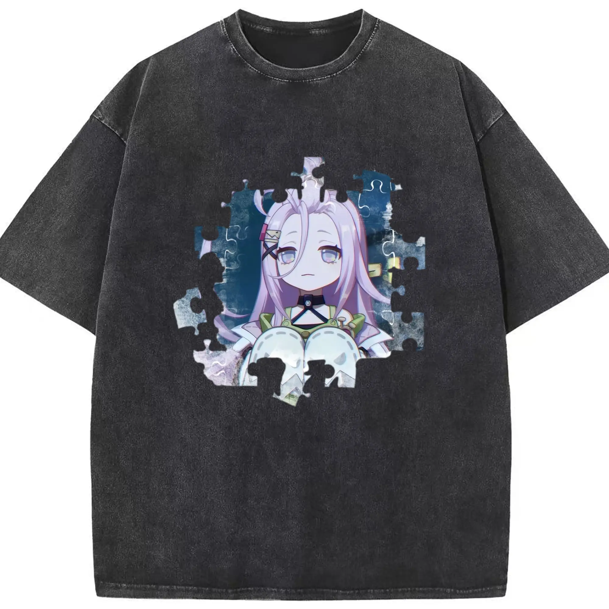 Genshin  ナド・クライ アイノ - 綿100％ ヴィンテージ風 半袖Tシャツ ・ フロントプリント ・ 柔らか肌触り ・ 通気性 快適 ・ スポーツ カジュアル 外出用