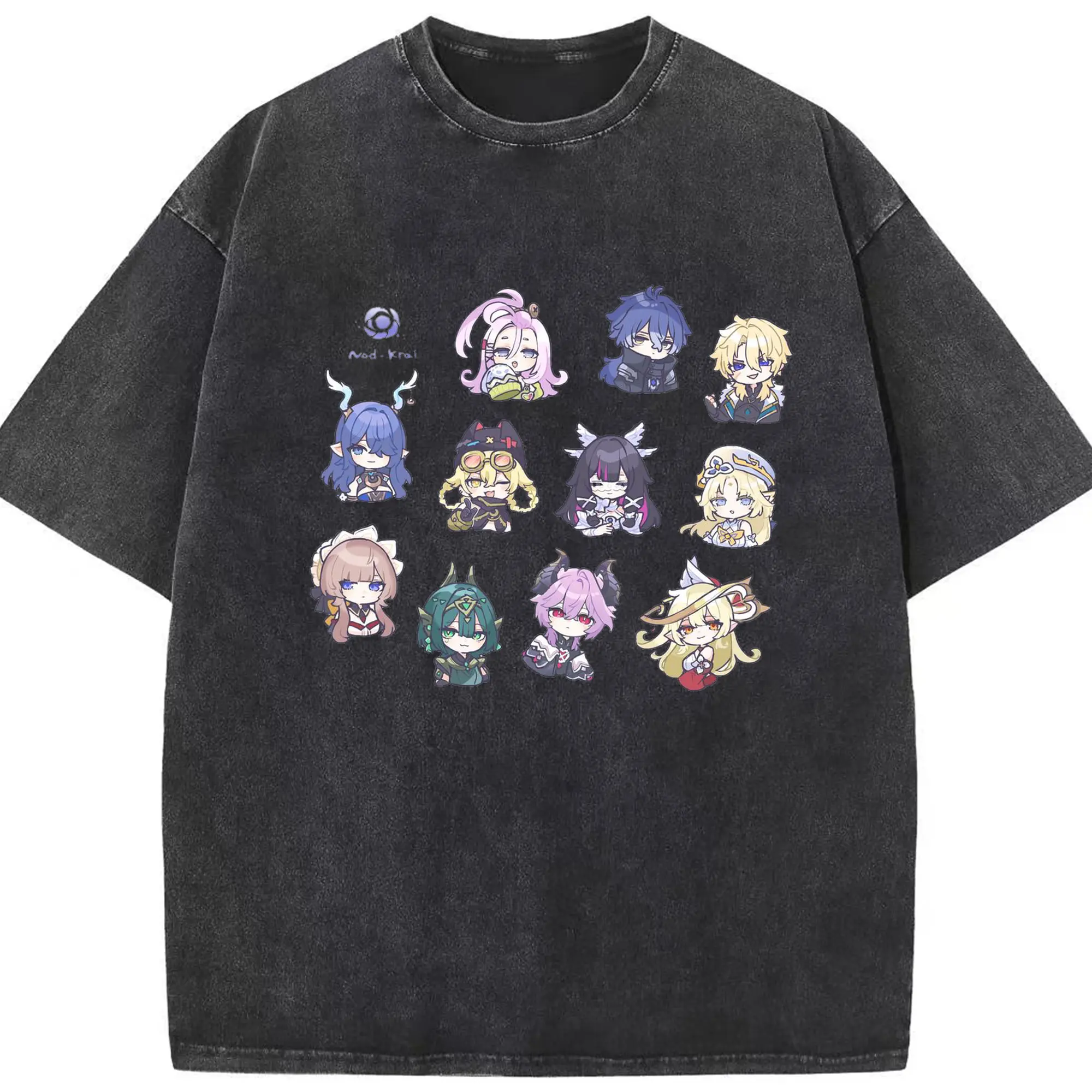 Genshin  ナド・クライ 先行公開限定 - 綿100％ ヴィンテージ風 半袖Tシャツ ・ フロントプリント ・ 柔らか肌触り ・ 通気性 快適 ・ スポーツ カジュアル 外出用