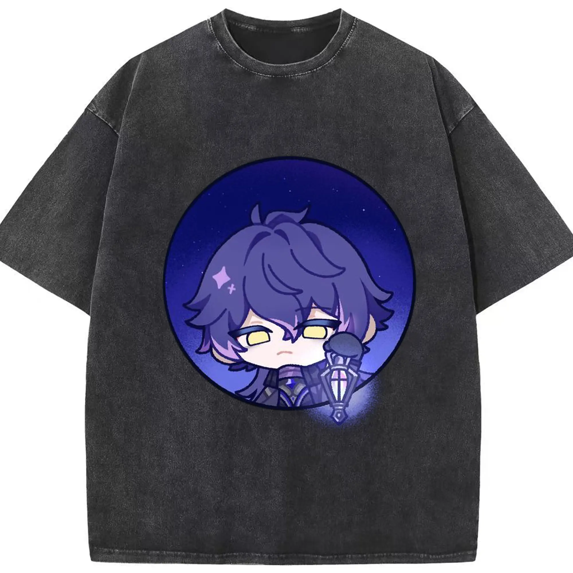 Genshin ナド・クライ フリンズ - 綿100％ ヴィンテージ風 半袖Tシャツ ・ フロントプリント ・ 柔らか肌触り ・ 通気性 快適 ・ スポーツ カジュアル 外出用