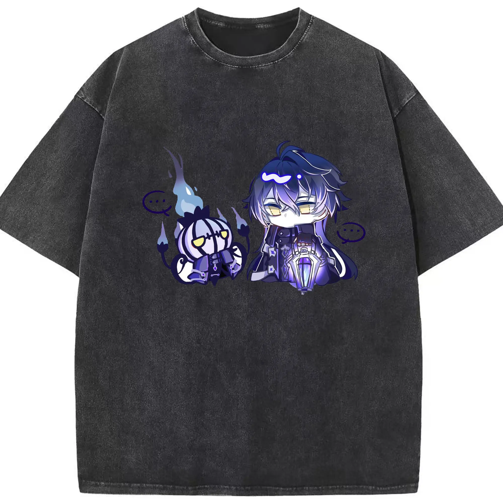 Genshin ナド・クライ フリンズ - 綿100％ ヴィンテージ風 半袖Tシャツ ・ フロントプリント ・ 柔らか肌触り ・ 通気性 快適 ・ スポーツ カジュアル 外出用