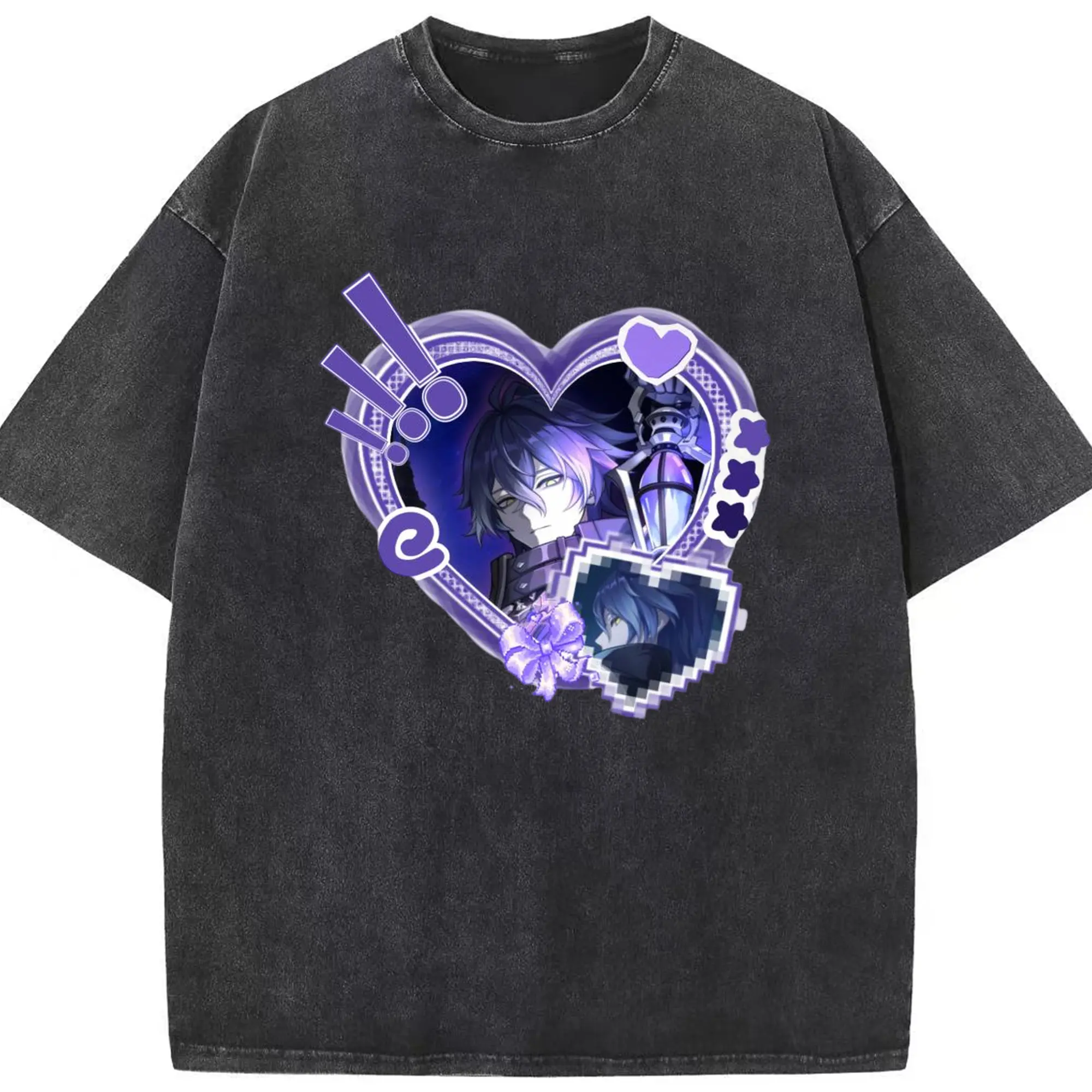 Genshin ナド・クライ フリンズ - 綿100％ ヴィンテージ風 半袖Tシャツ ・ フロントプリント ・ 柔らか肌触り ・ 通気性 快適 ・ スポーツ カジュアル 外出用