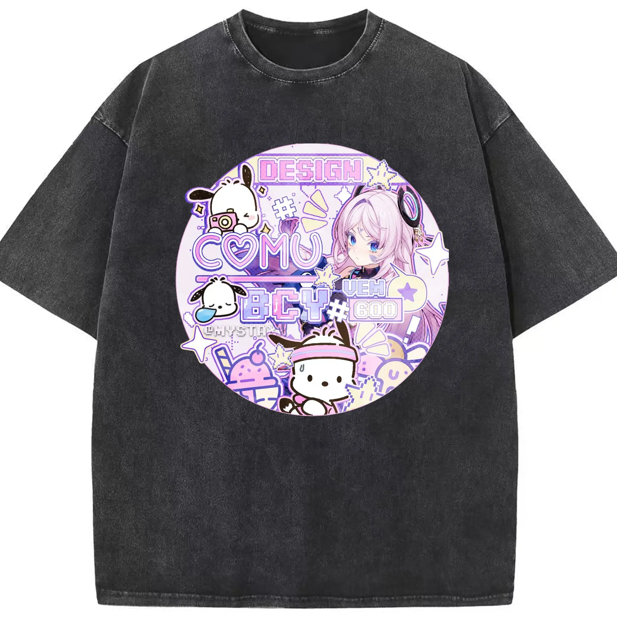 Genshin ナタ シトラリ - 綿100％ ヴィンテージ風 半袖Tシャツ ・ フロントプリント ・ 柔らか肌触り ・ 通気性 快適 ・ スポーツ カジュアル 外出用