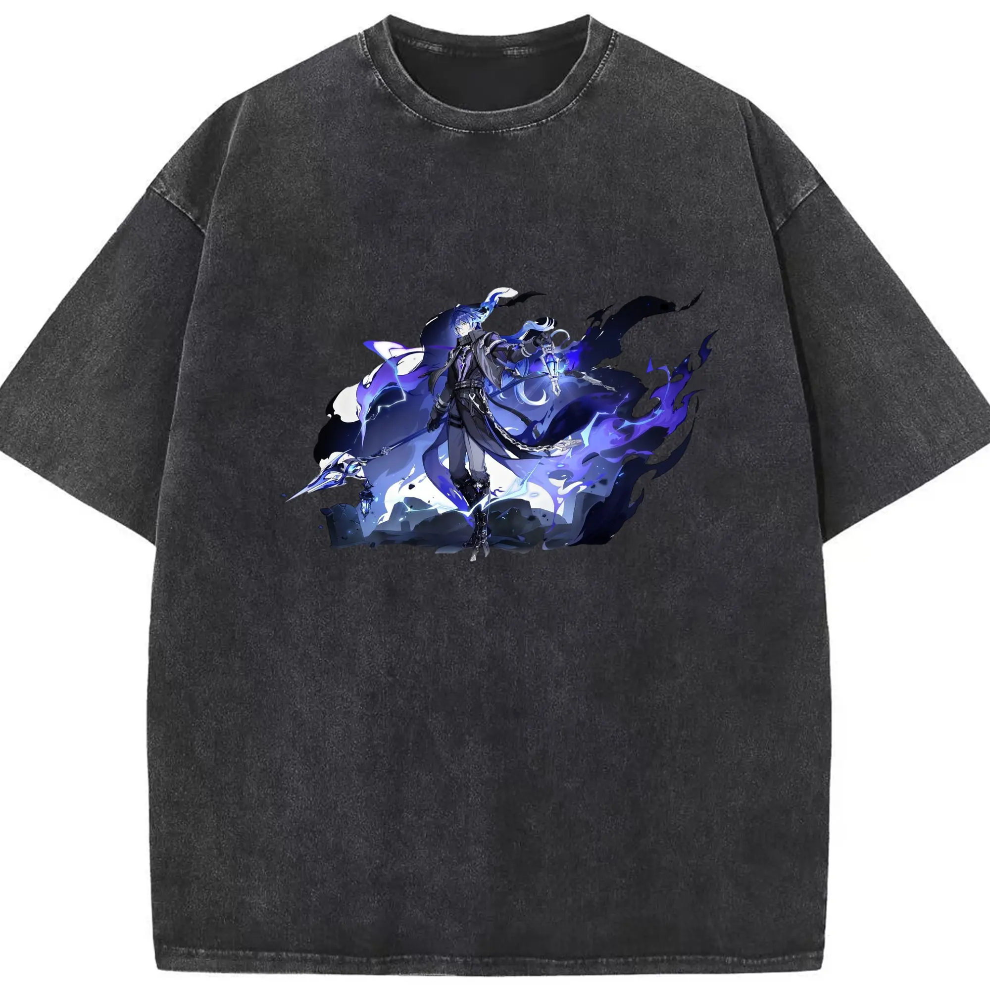 Genshin ナド・クライ フリンズ - 綿100％ ヴィンテージ風 半袖Tシャツ ・ フロントプリント ・ 柔らか肌触り ・ 通気性 快適 ・ スポーツ カジュアル 外出用