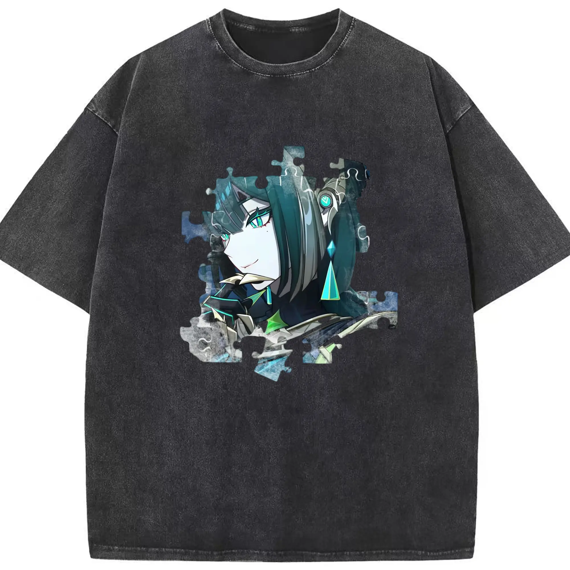 Genshin - 綿100％ ヴィンテージ風 半袖Tシャツ ・ フロントプリント ・ 柔らか肌触り ・ 通気性 快適 ・ スポーツ カジュアル 外出用