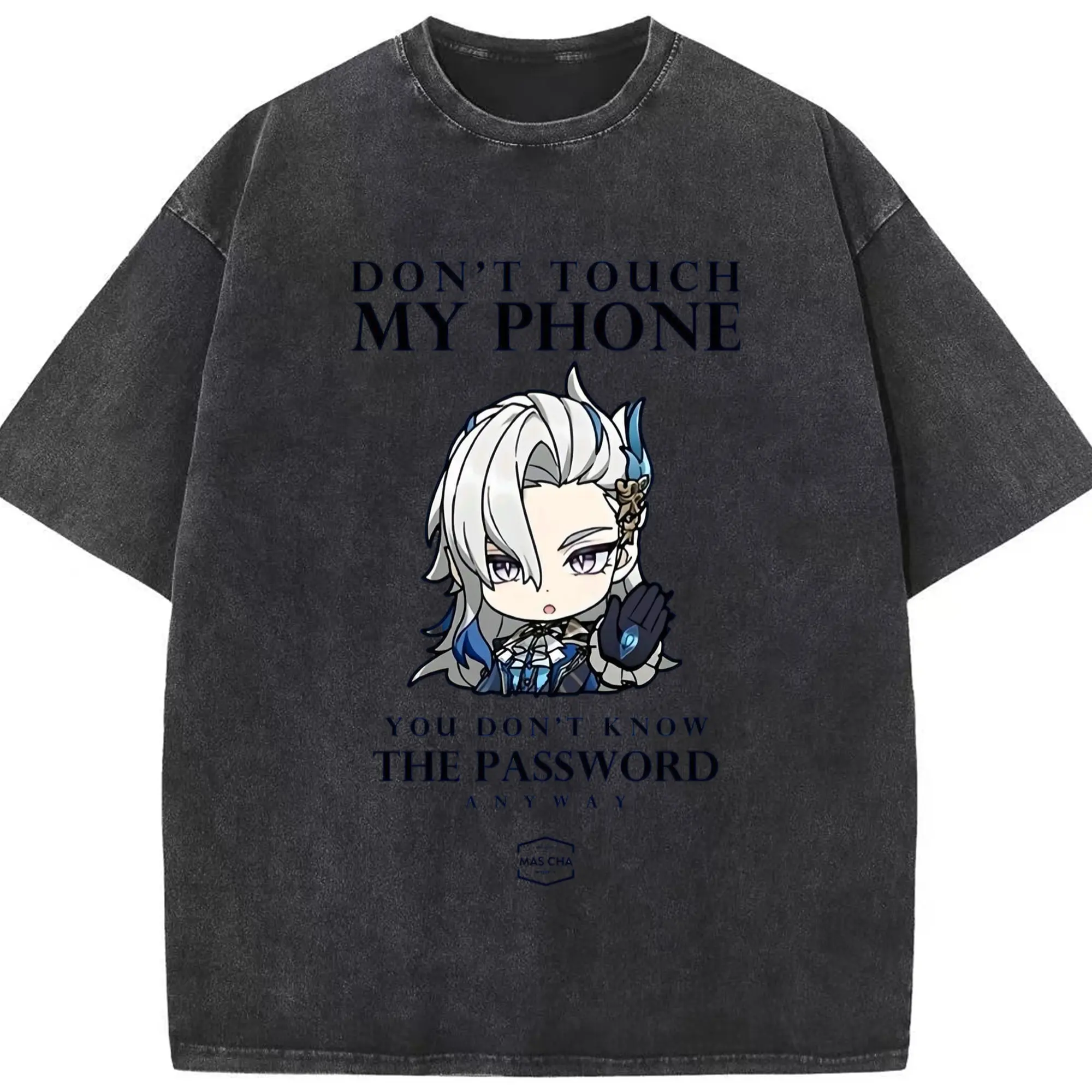 Genshin フォンテーヌネウヴィレット - 綿100％ ヴィンテージ風 半袖Tシャツ ・ フロントプリント ・ 柔らか肌触り ・ 通気性 快適 ・ スポーツ カジュアル 外出用