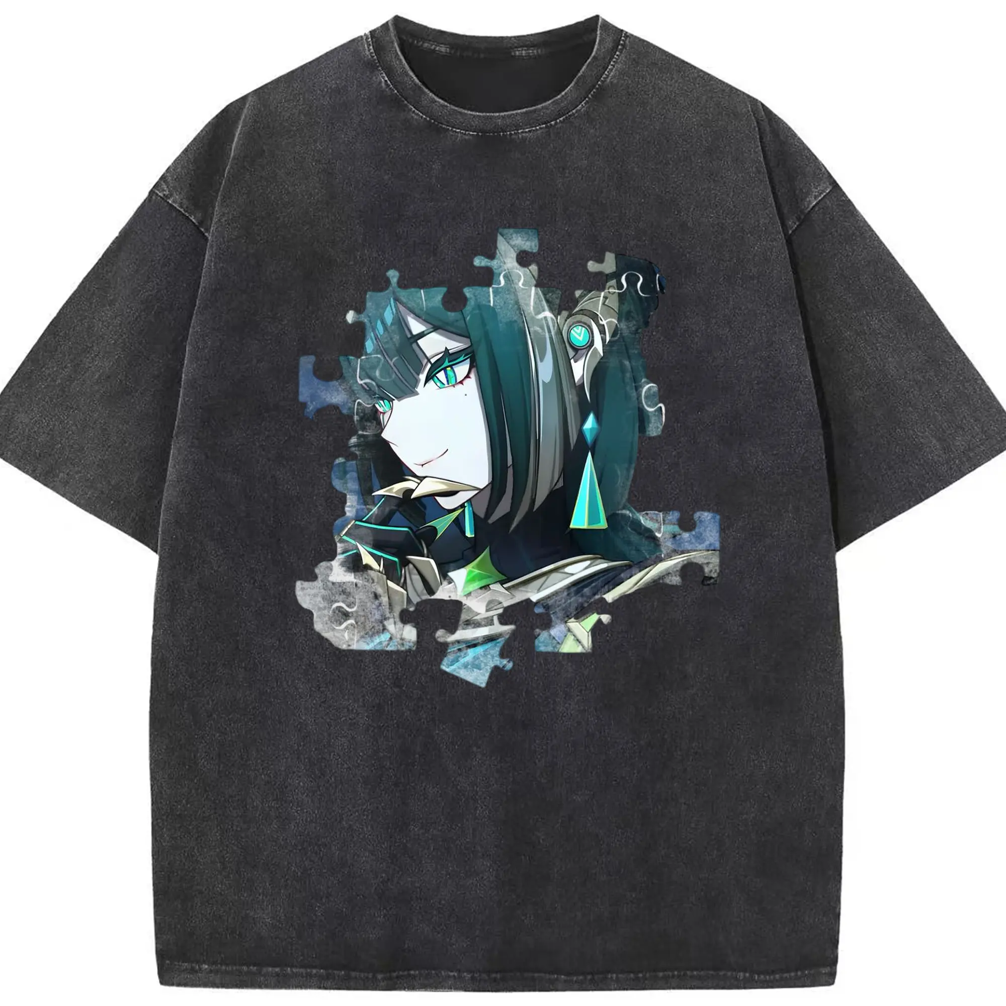 Genshin ナド・クライ ネフェル - 綿100％ ヴィンテージ風 半袖Tシャツ ・ フロントプリント ・ 柔らか肌触り ・ 通気性 快適 ・ スポーツ カジュアル 外出用