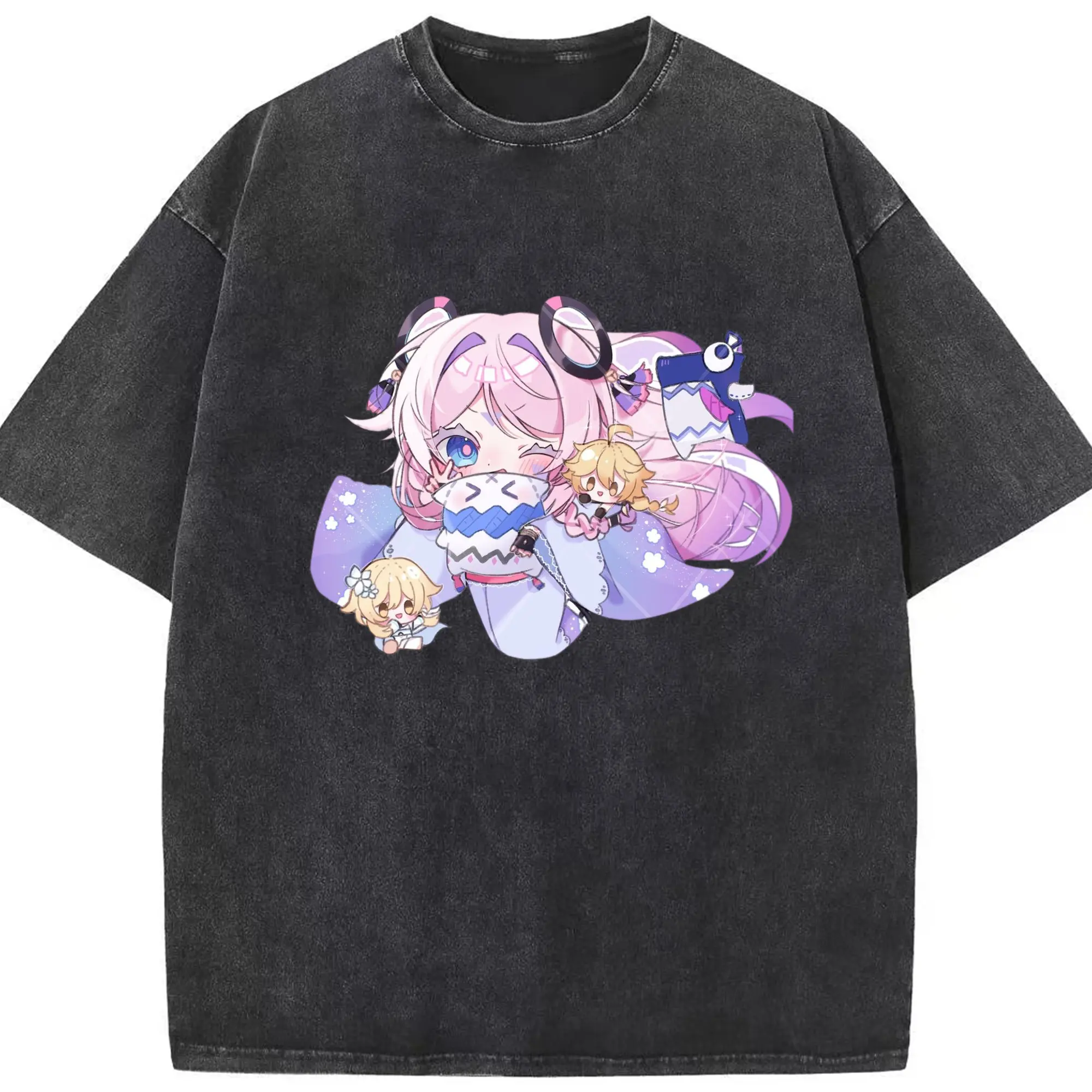 Gnshin ナタ シトラリ a - 綿100％ ヴィンテージ風 半袖Tシャツ ・ フロントプリント ・ 柔らか肌触り ・ 通気性 快適 ・ スポーツ カジュアル 外出用