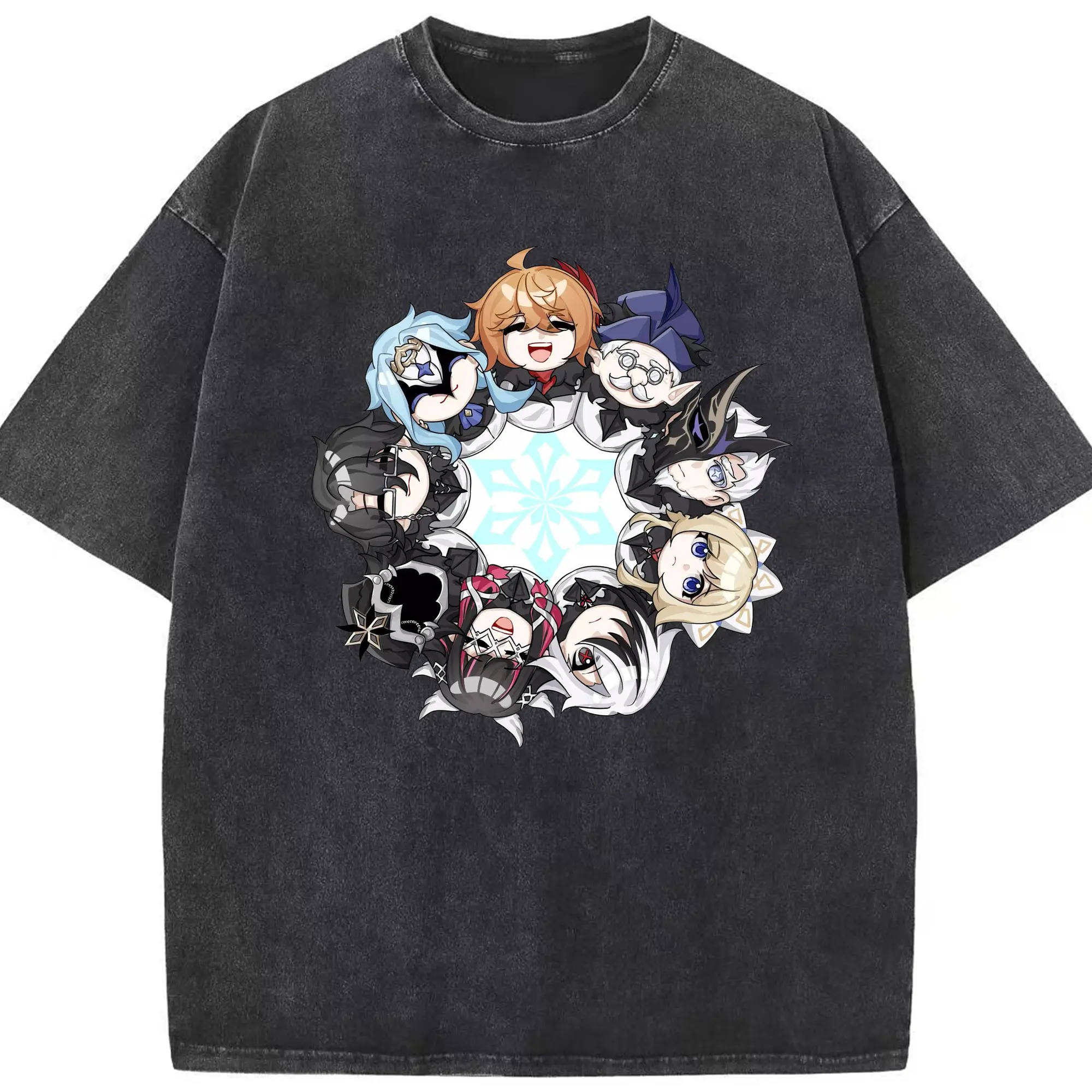 Genshin スネージナヤ　先行公開限定 - 綿100％ ヴィンテージ風 半袖Tシャツ ・ フロントプリント ・ 柔らか肌触り ・ 通気性 快適 ・ スポーツ カジュアル 外出用