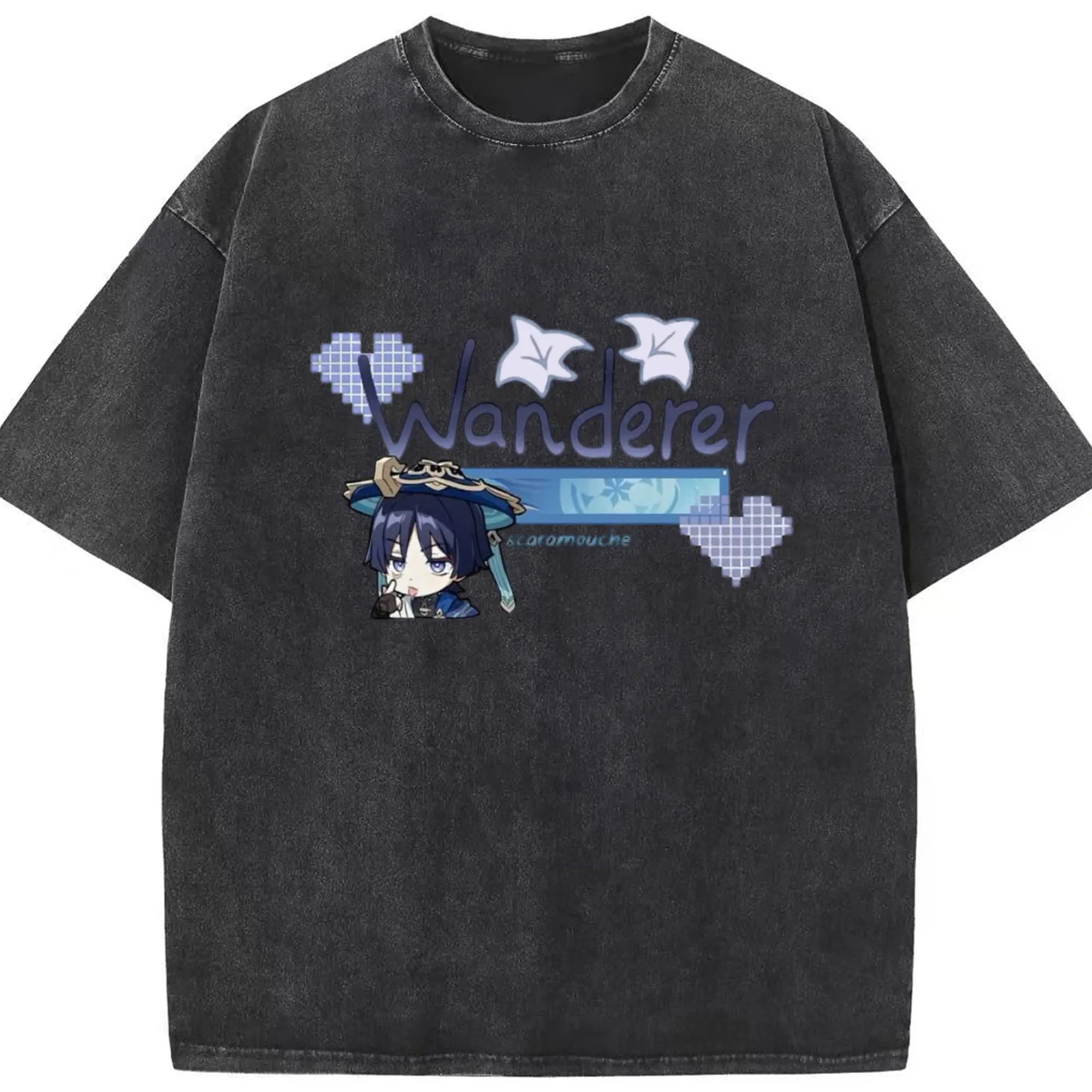 Genshin スメール ざんひょう - 綿100％ ヴィンテージ風 半袖Tシャツ ・ フロントプリント ・ 柔らか肌触り ・ 通気性 快適 ・ スポーツ カジュアル 外出用