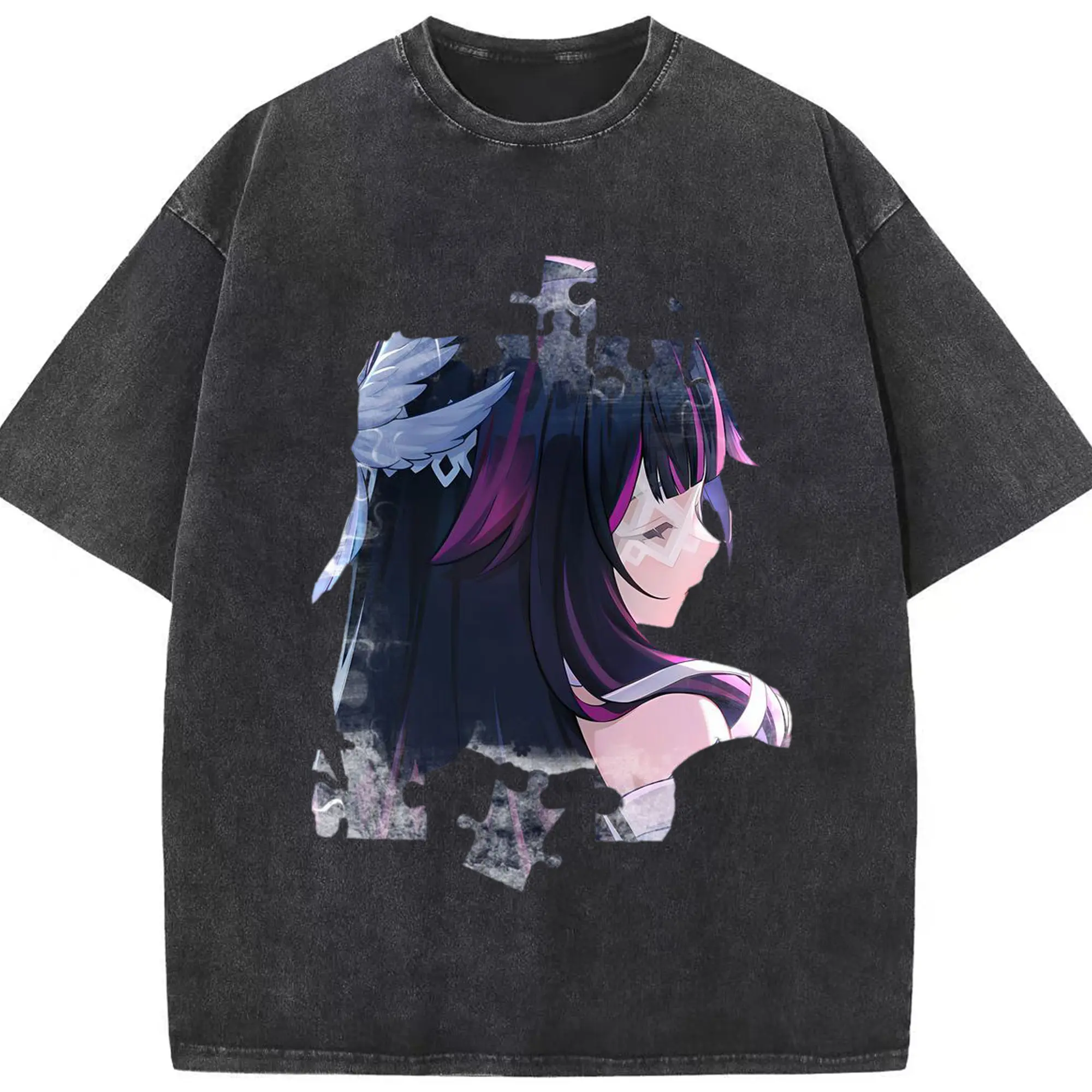 Genshin ナド・クライ 月神 げっしん コロンビーナ - 綿100％ ヴィンテージ風 半袖Tシャツ ・ フロントプリント ・ 柔らか肌触り ・ 通気性 快適 ・ スポーツ カジュアル 外出用