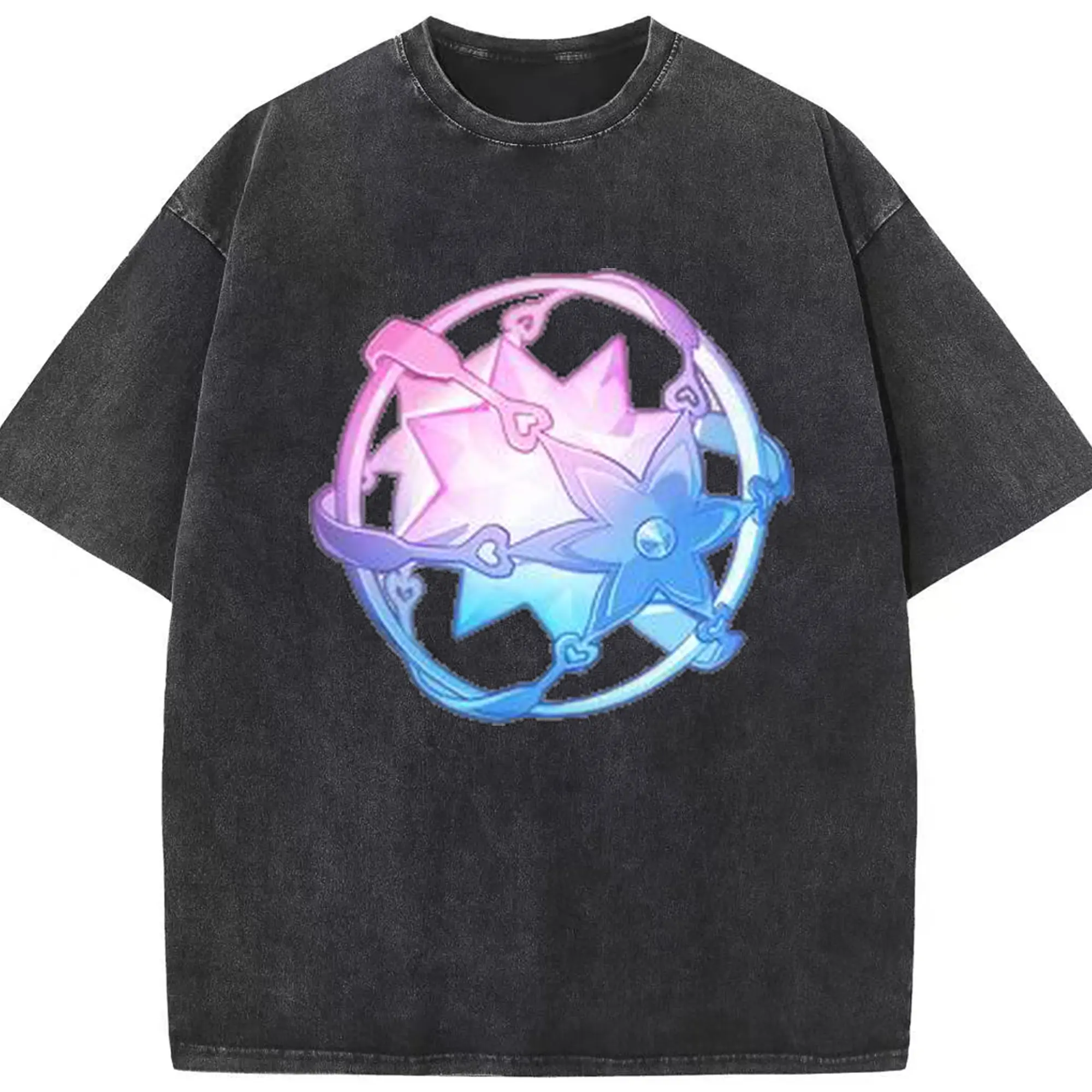 Genshin 紡がれた運命で運気アップ！ - 綿100％ ヴィンテージ風 半袖Tシャツ ・ フロントプリント ・ 柔らか肌触り ・ 通気性 快適 ・ スポーツ カジュアル 外出用