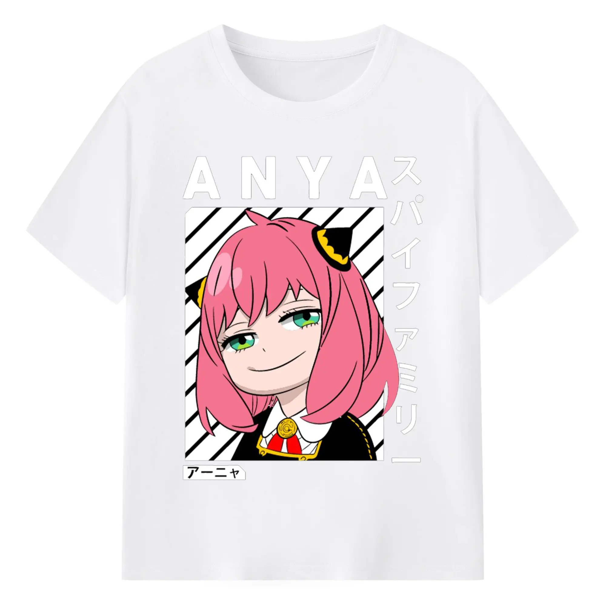 SPY×FAMILY アーニャ テレパシー - 綿100％ 半袖Tシャツ ・ フロントプリント ・ 快適 通気性 ・ 日常使い 散歩 スポーツ用