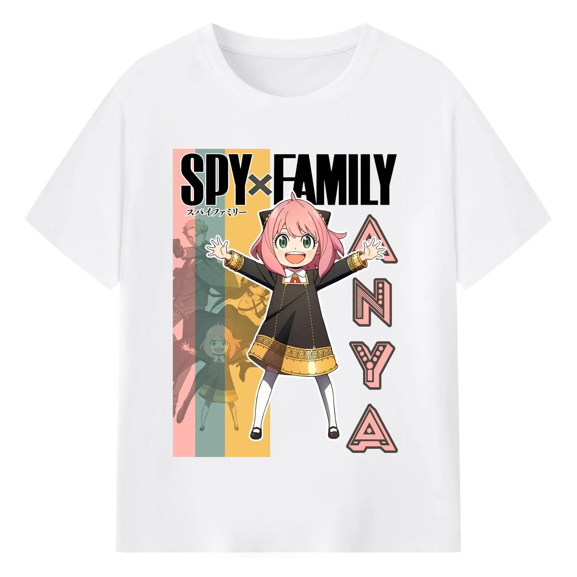 SPY×FAMILY アーニャ フォージャー家 - 綿100％ 半袖Tシャツ ・ フロントプリント ・ 快適 通気性 ・ 日常使い 散歩 スポーツ用