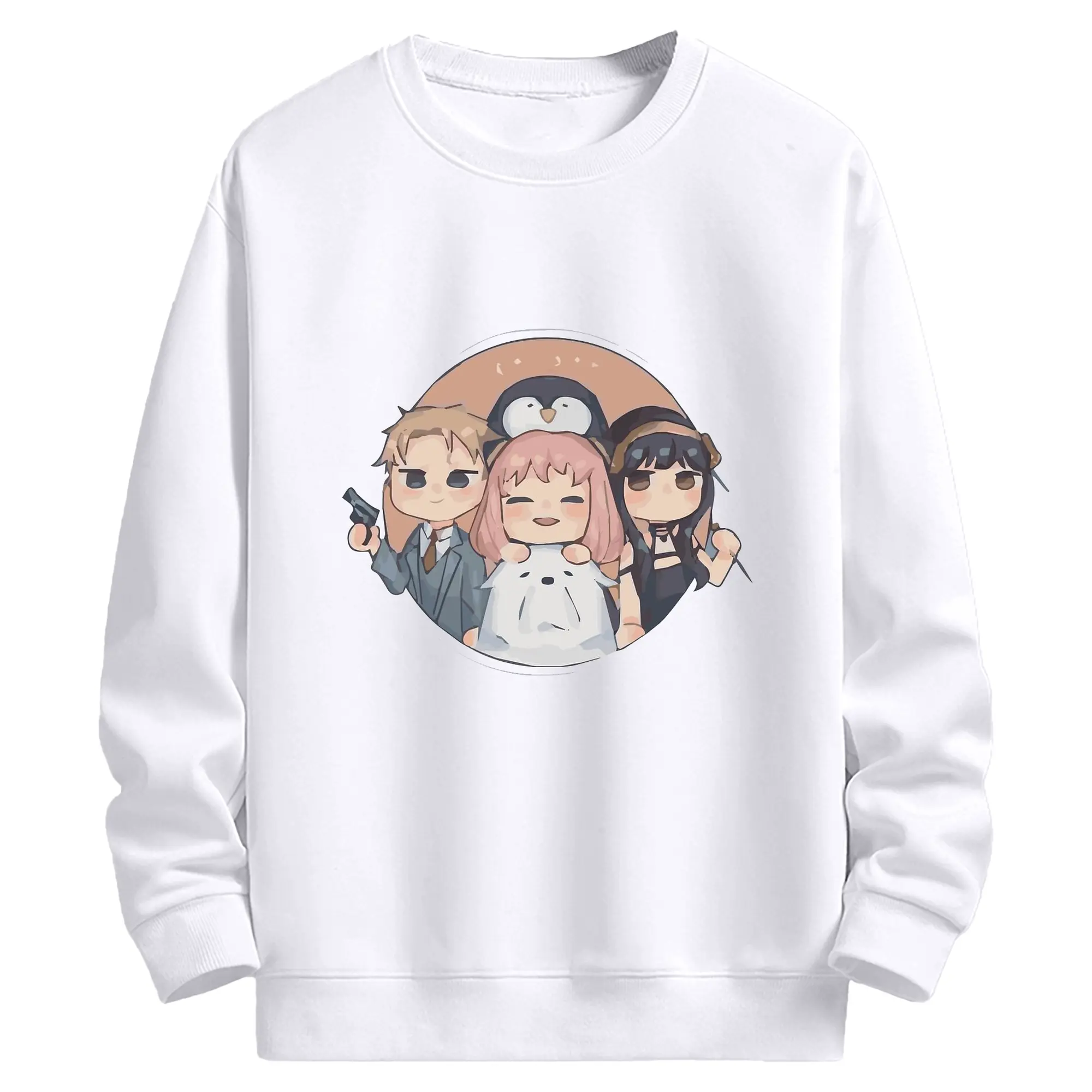 SPY×FAMILY フォージャー家 デフォルト ヨル家族愛 - 高品質 クルーネック スウェット ・ コットン59％ ポリエステル41％ ・ ユニセックス 長袖 トレーナー ・ カジュアル デイリー スポーツ 散歩用