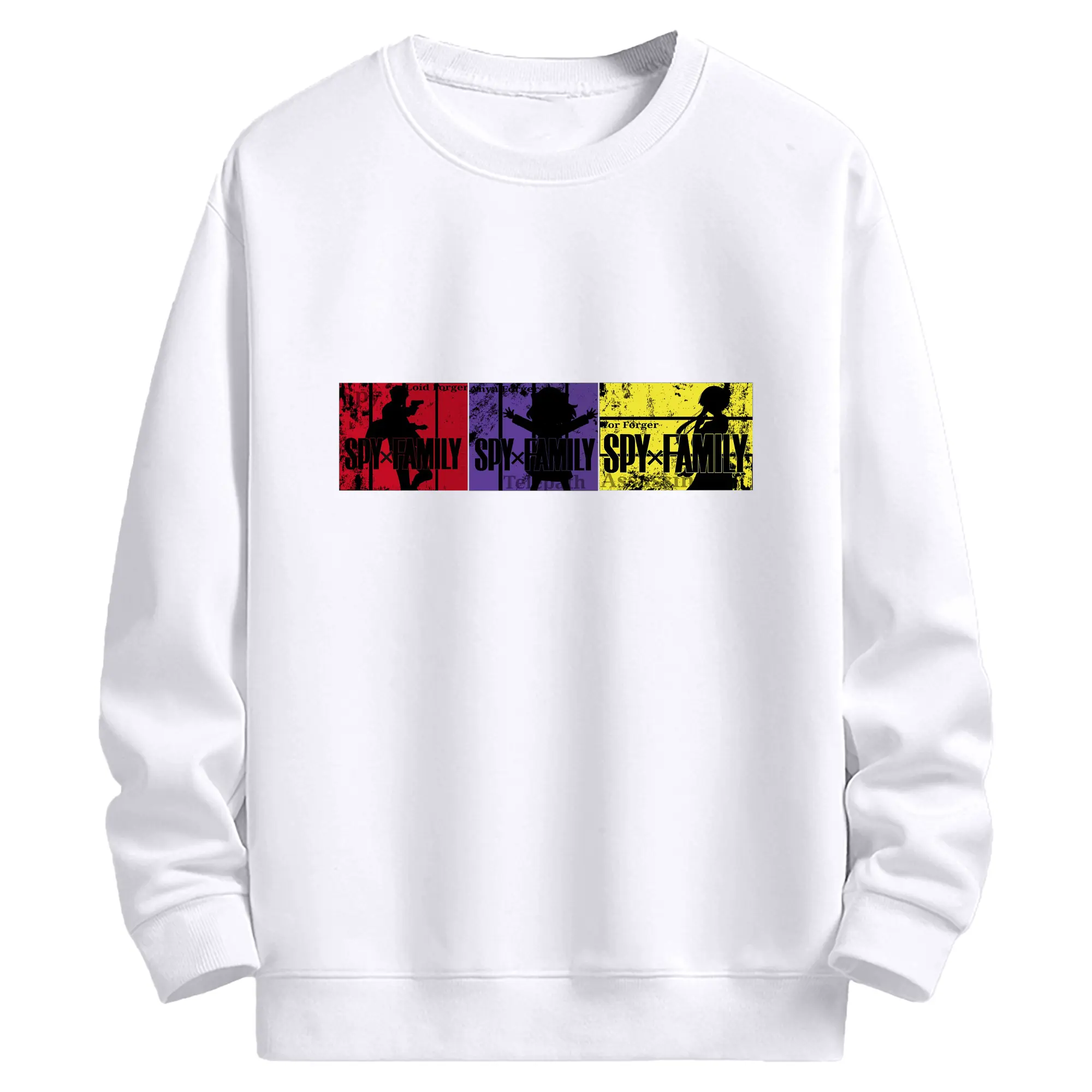 SPY×FAMILY フォージャー家 - 高品質 クルーネック スウェット ・ コットン59％ ポリエステル41％ ・ ユニセックス 長袖 トレーナー ・ カジュアル デイリー スポーツ 散歩用