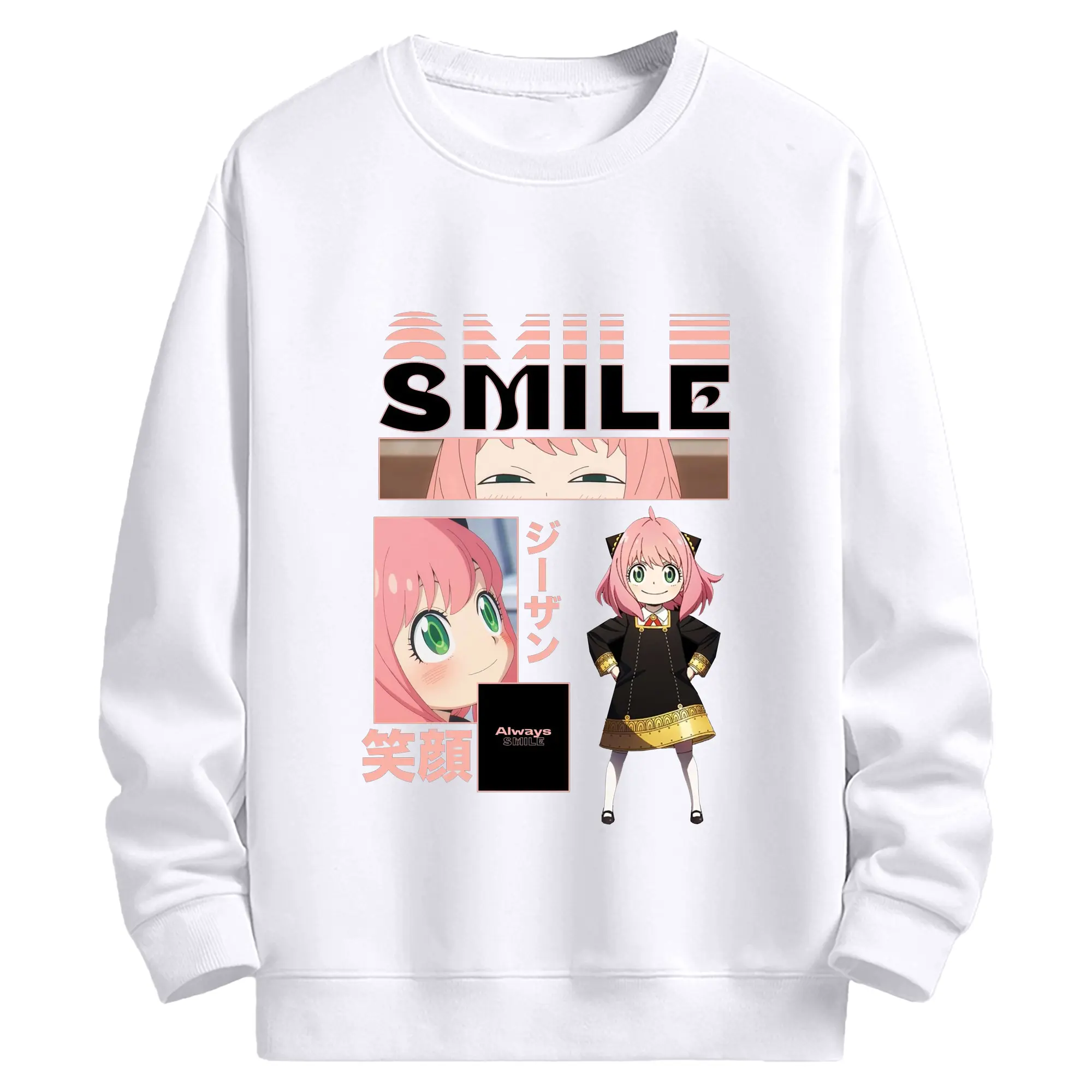 SPY×FAMILY アーニャ - 高品質 クルーネック スウェット ・ コットン59％ ポリエステル41％ ・ ユニセックス 長袖 トレーナー ・ カジュアル デイリー スポーツ 散歩用