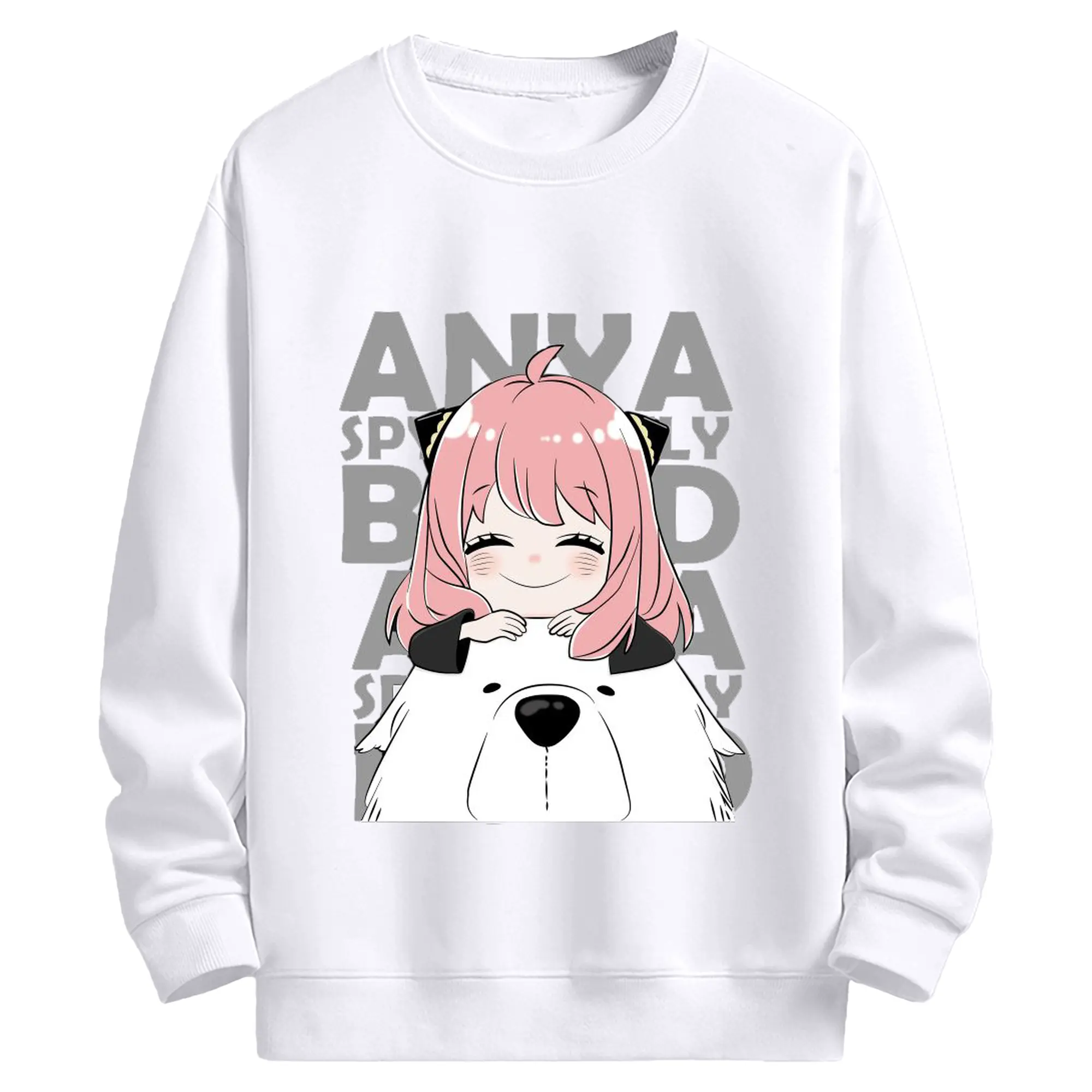 SPY×FAMILY アーニャかわいい - 高品質 クルーネック スウェット ・ コットン59％ ポリエステル41％ ・ ユニセックス 長袖 トレーナー ・ カジュアル デイリー スポーツ 散歩用