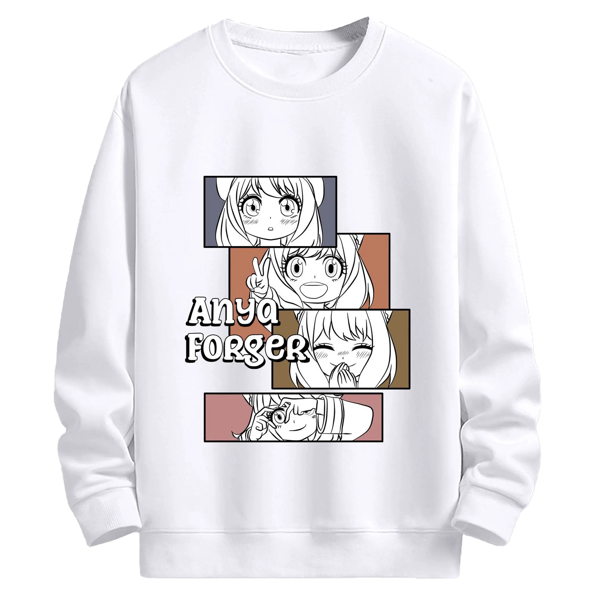 SPY×FAMILY アーニャ テレパシー - 高品質 クルーネック スウェット ・ コットン59％ ポリエステル41％ ・ ユニセックス 長袖 トレーナー ・ カジュアル デイリー スポーツ 散歩用