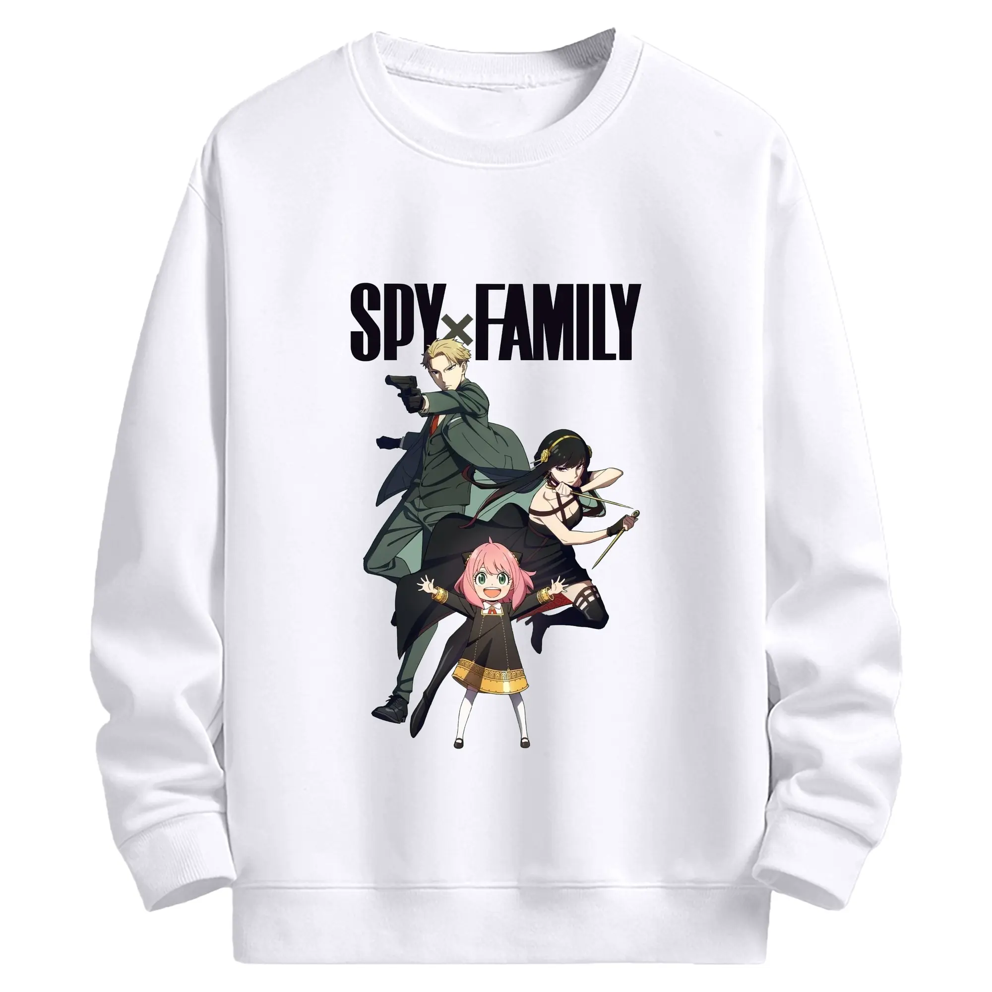 SPY×FAMILY フォージャー家 - 高品質 クルーネック スウェット ・ コットン59％ ポリエステル41％ ・ ユニセックス 長袖 トレーナー ・ カジュアル デイリー スポーツ 散歩用