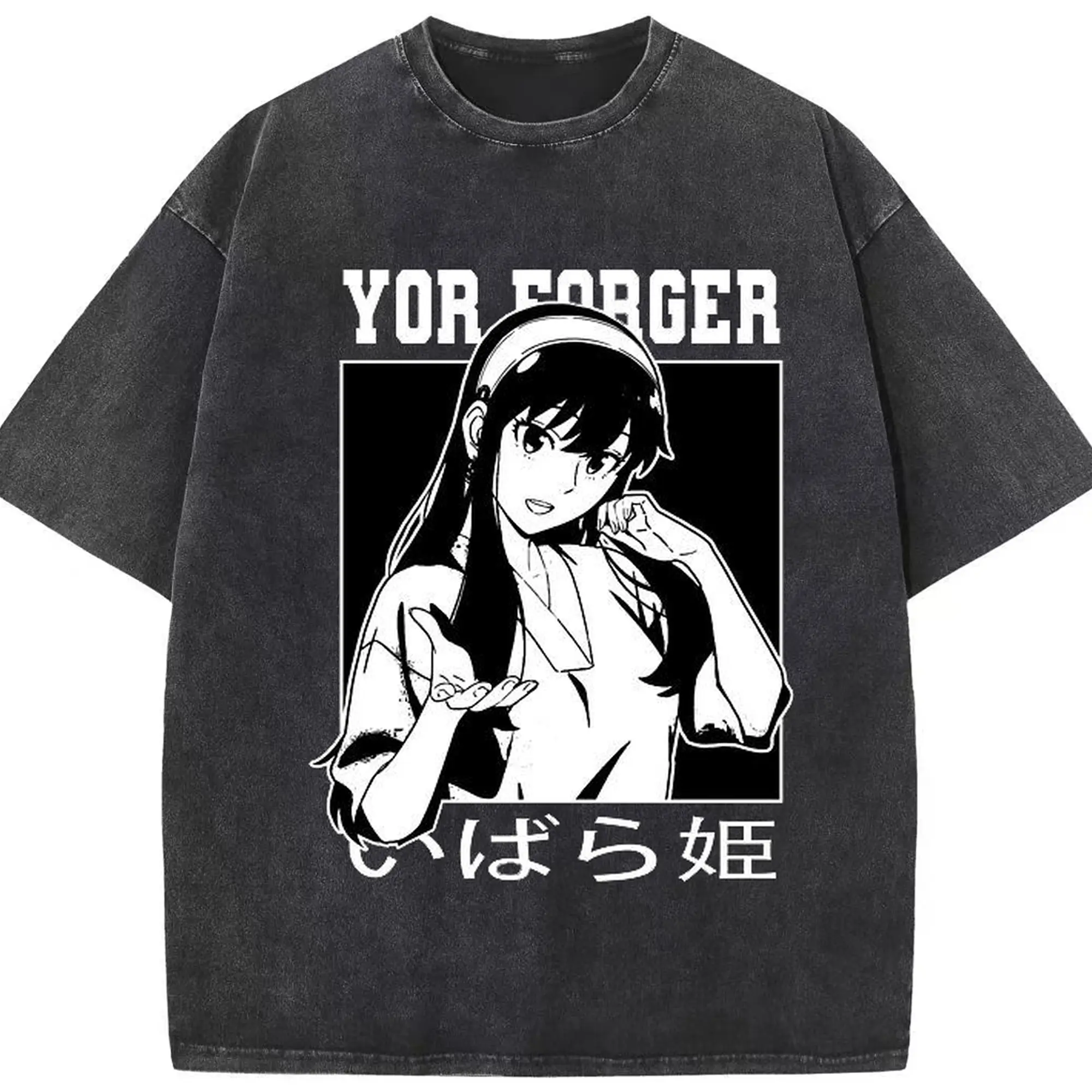 SPY×FAMILY ヨルかっこいい - 綿100％ ヴィンテージ風 半袖Tシャツ ・ フロントプリント ・ 柔らか肌触り ・ 通気性 快適 ・ スポーツ カジュアル 外出用