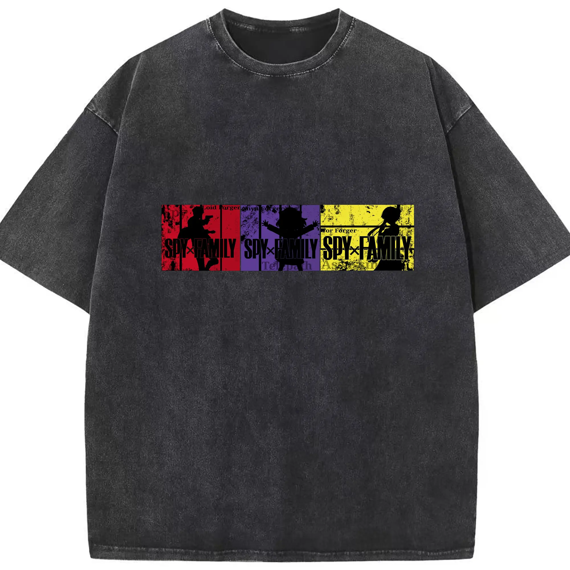 SPY×FAMILY フォージャー家 - 綿100％ ヴィンテージ風 半袖Tシャツ ・ フロントプリント ・ 柔らか肌触り ・ 通気性 快適 ・ スポーツ カジュアル 外出用