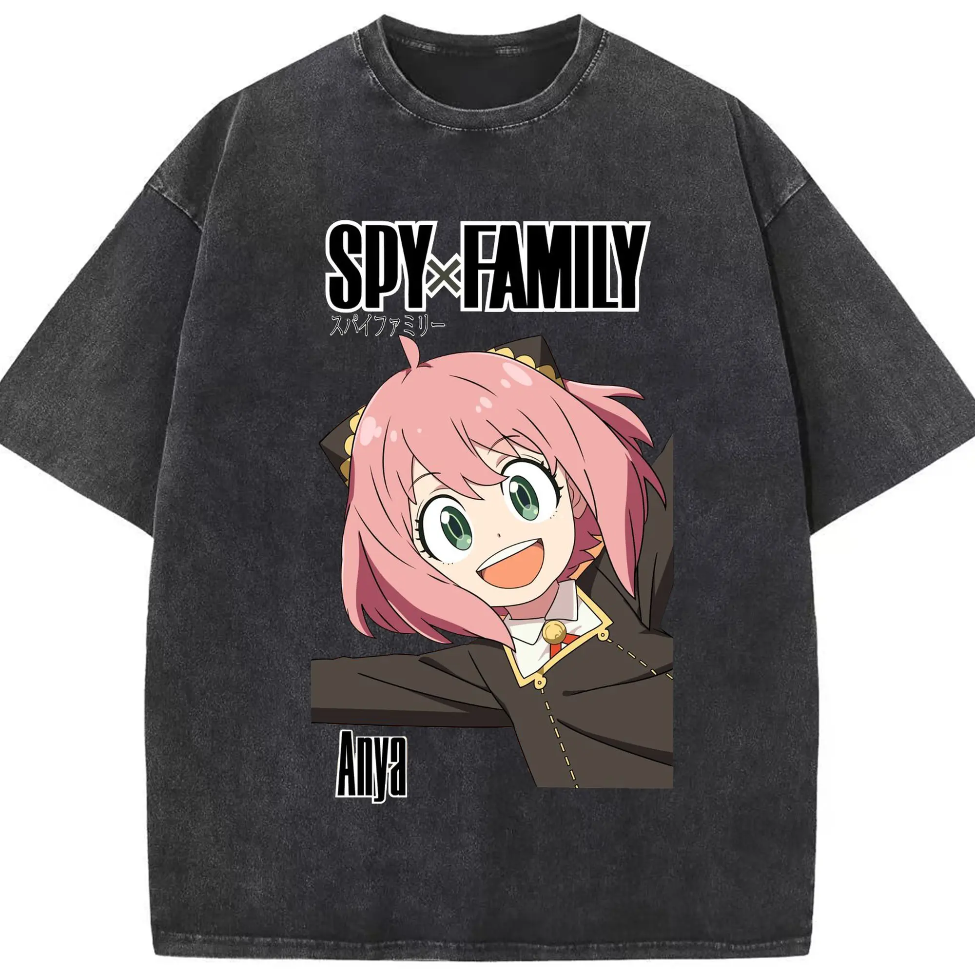 SPY×FAMILY アーニャかわいい - 綿100％ ヴィンテージ風 半袖Tシャツ ・ フロントプリント ・ 柔らか肌触り ・ 通気性 快適 ・ スポーツ カジュアル 外出用