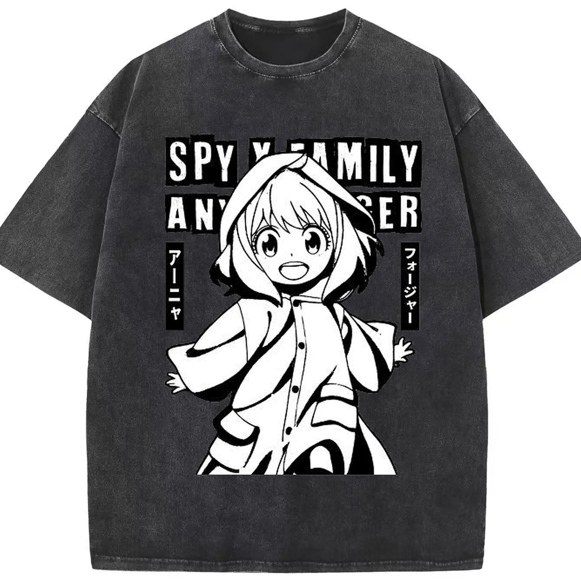 SPY×FAMILY アーニャ笑顔 - 綿100％ ヴィンテージ風 半袖Tシャツ ・ フロントプリント ・ 柔らか肌触り ・ 通気性 快適 ・ スポーツ カジュアル 外出用