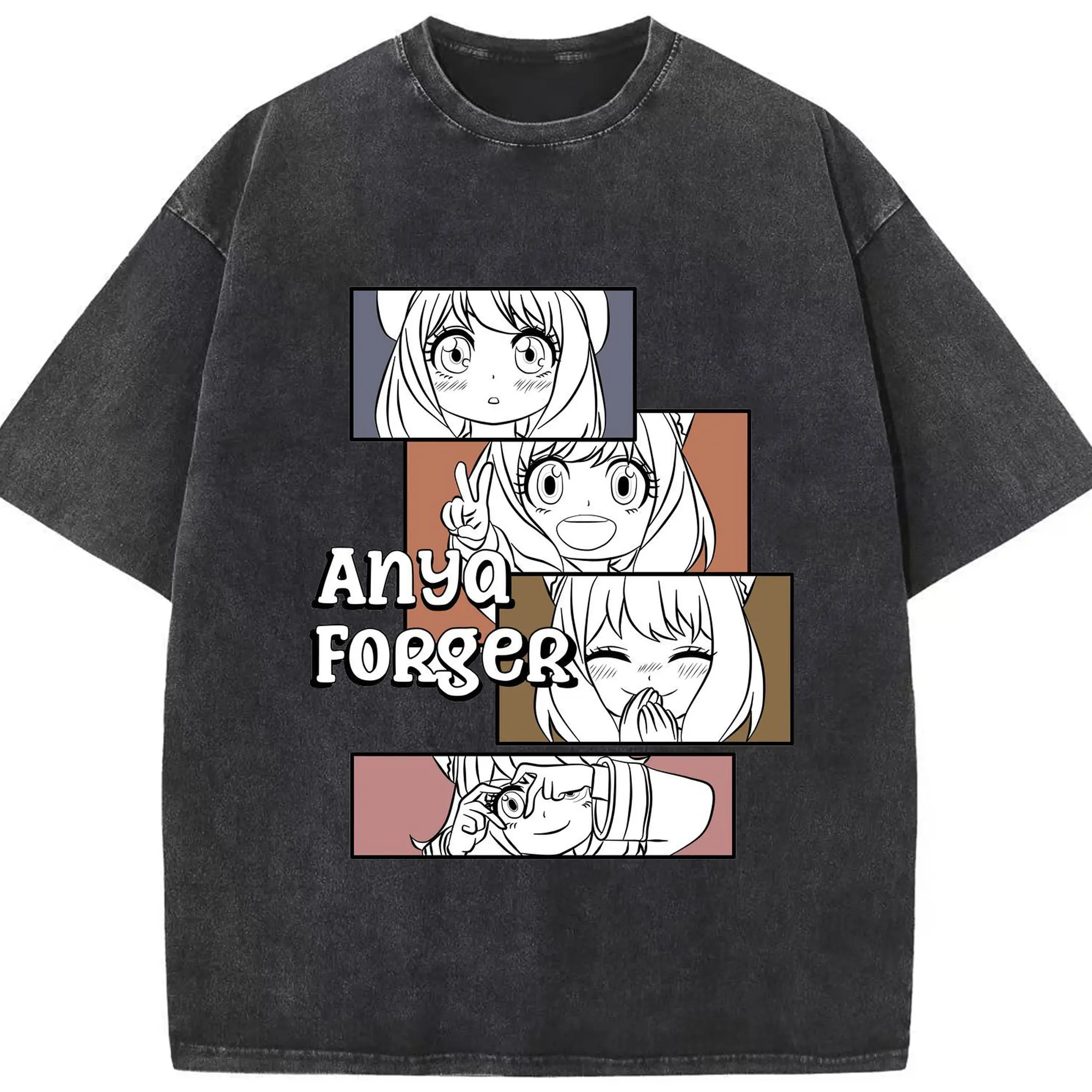 SPY×FAMILY アーニャ テレパシー - 綿100％ ヴィンテージ風 半袖Tシャツ ・ フロントプリント ・ 柔らか肌触り ・ 通気性 快適 ・ スポーツ カジュアル 外出用