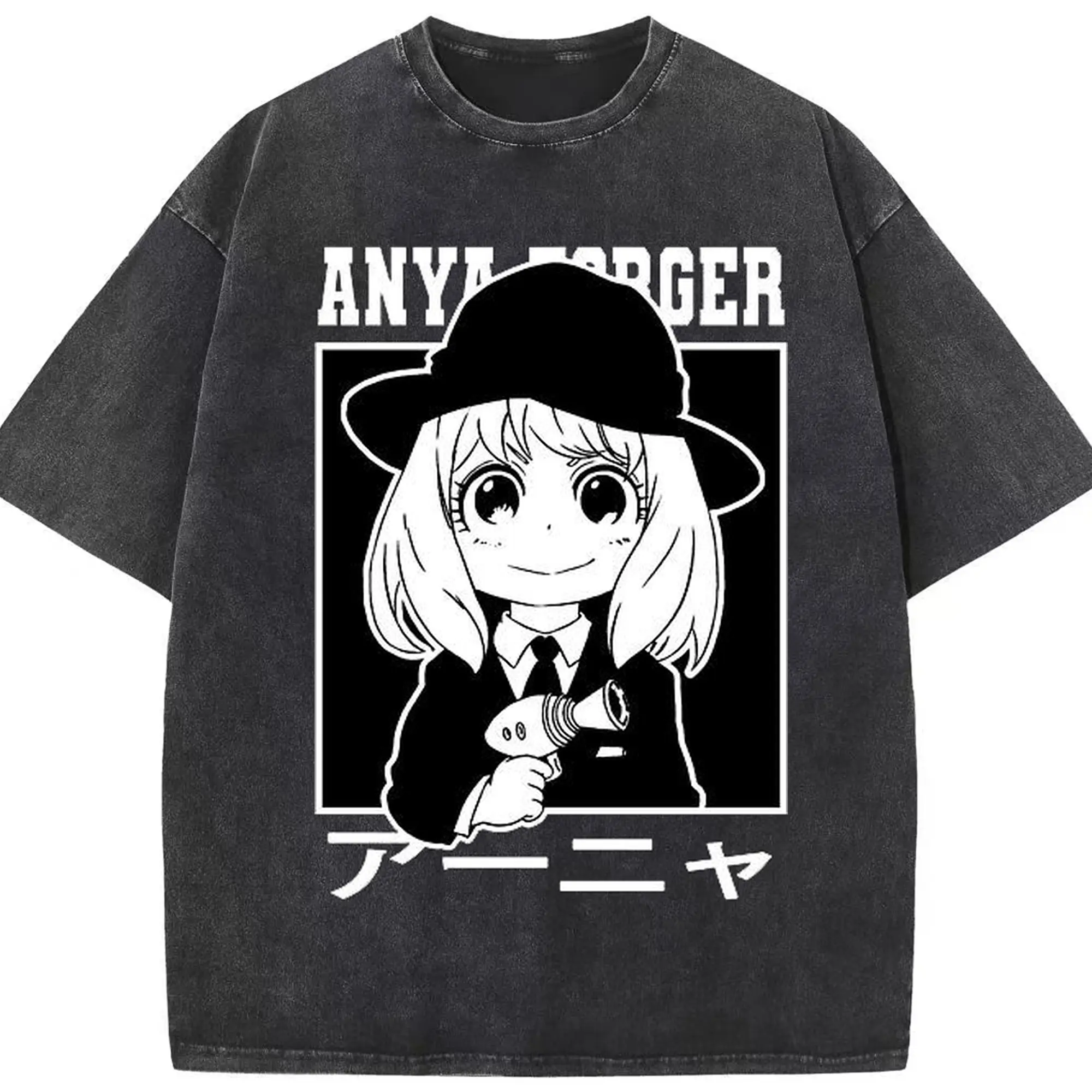 SPY×FAMILY アーニャ探偵 - 綿100％ ヴィンテージ風 半袖Tシャツ ・ フロントプリント ・ 柔らか肌触り ・ 通気性 快適 ・ スポーツ カジュアル 外出用