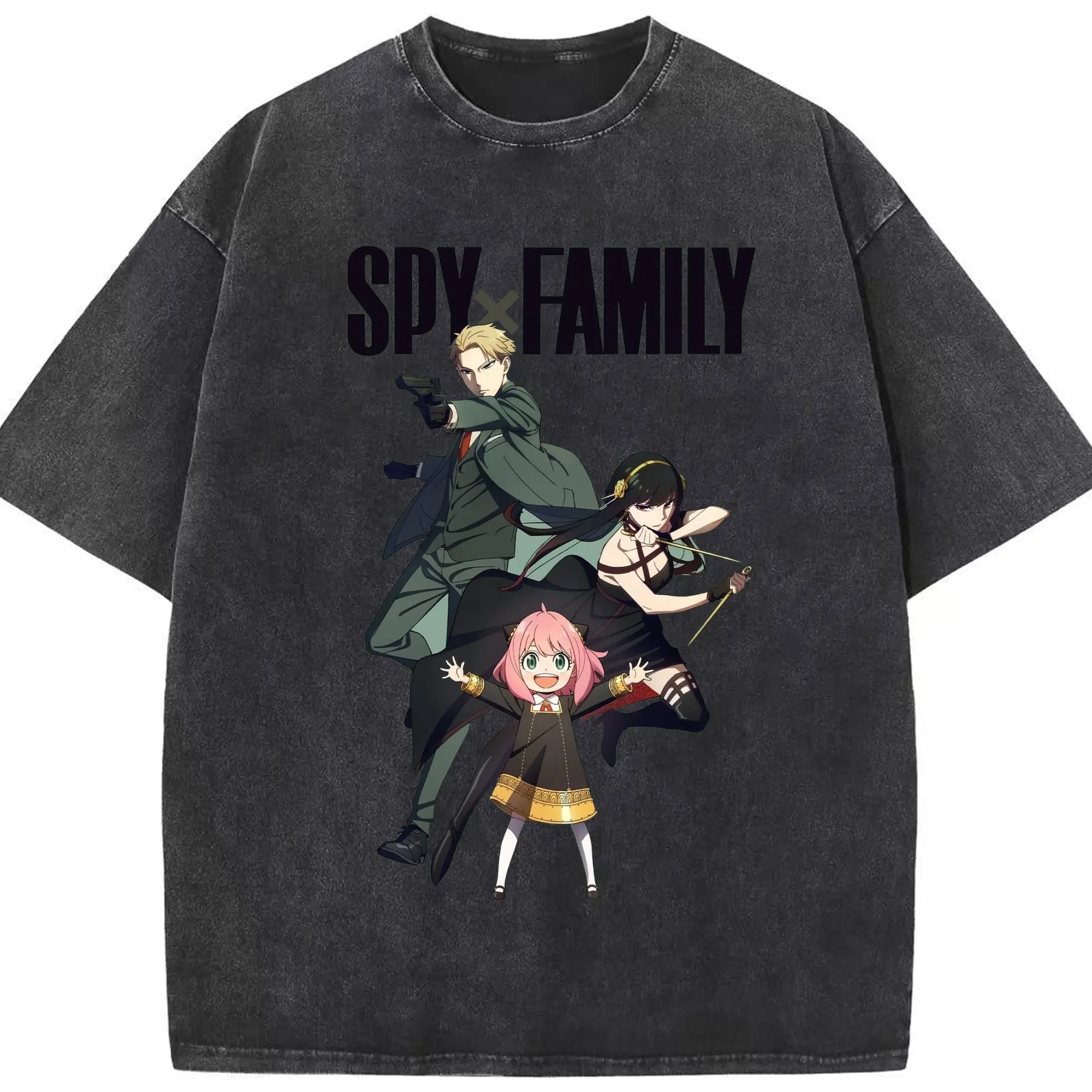 SPY×FAMILY フォージャー家 - 綿100％ ヴィンテージ風 半袖Tシャツ ・ フロントプリント ・ 柔らか肌触り ・ 通気性 快適 ・ スポーツ カジュアル 外出用