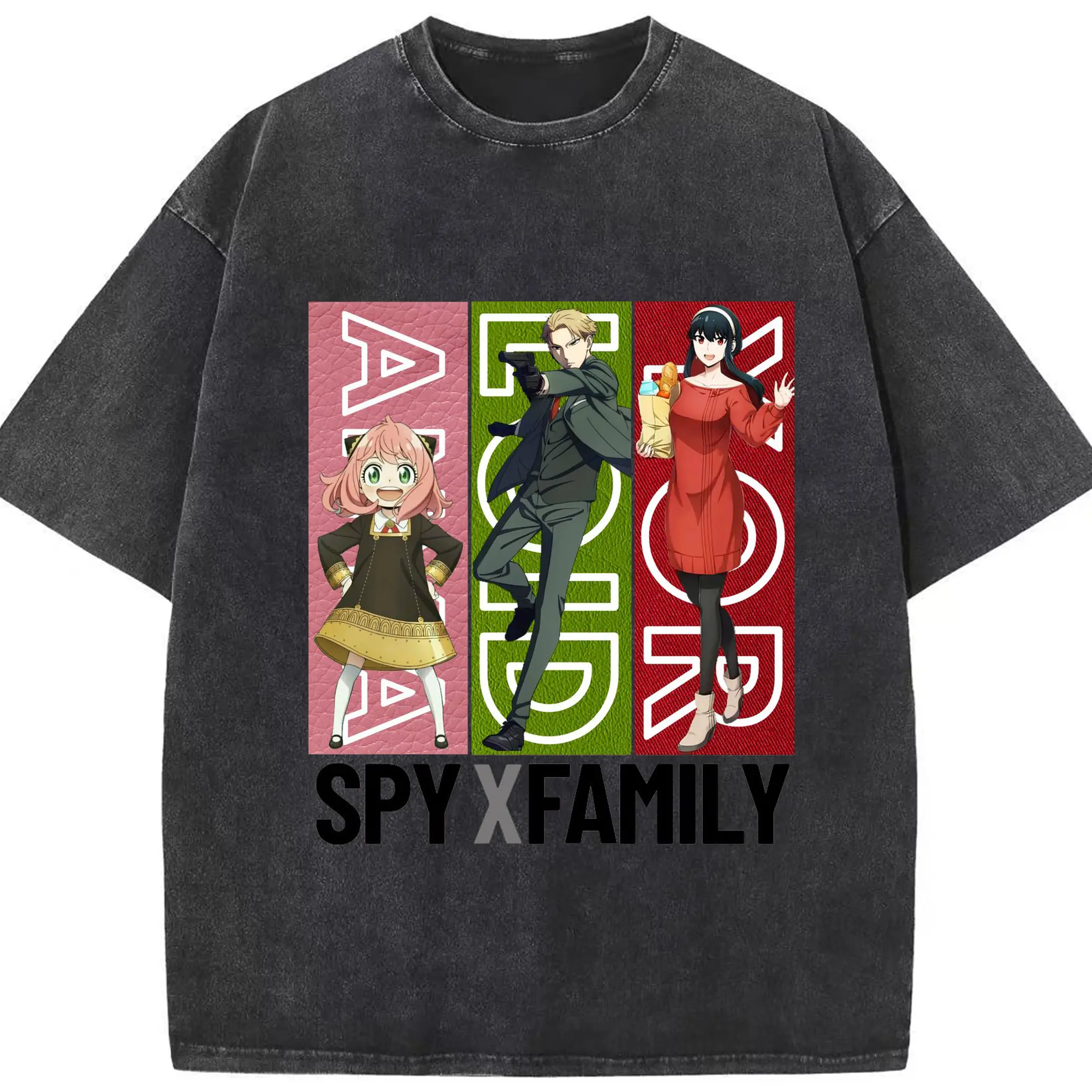 SPY×FAMILY フォージャー家 - 綿100％ ヴィンテージ風 半袖Tシャツ ・ フロントプリント ・ 柔らか肌触り ・ 通気性 快適 ・ スポーツ カジュアル 外出用