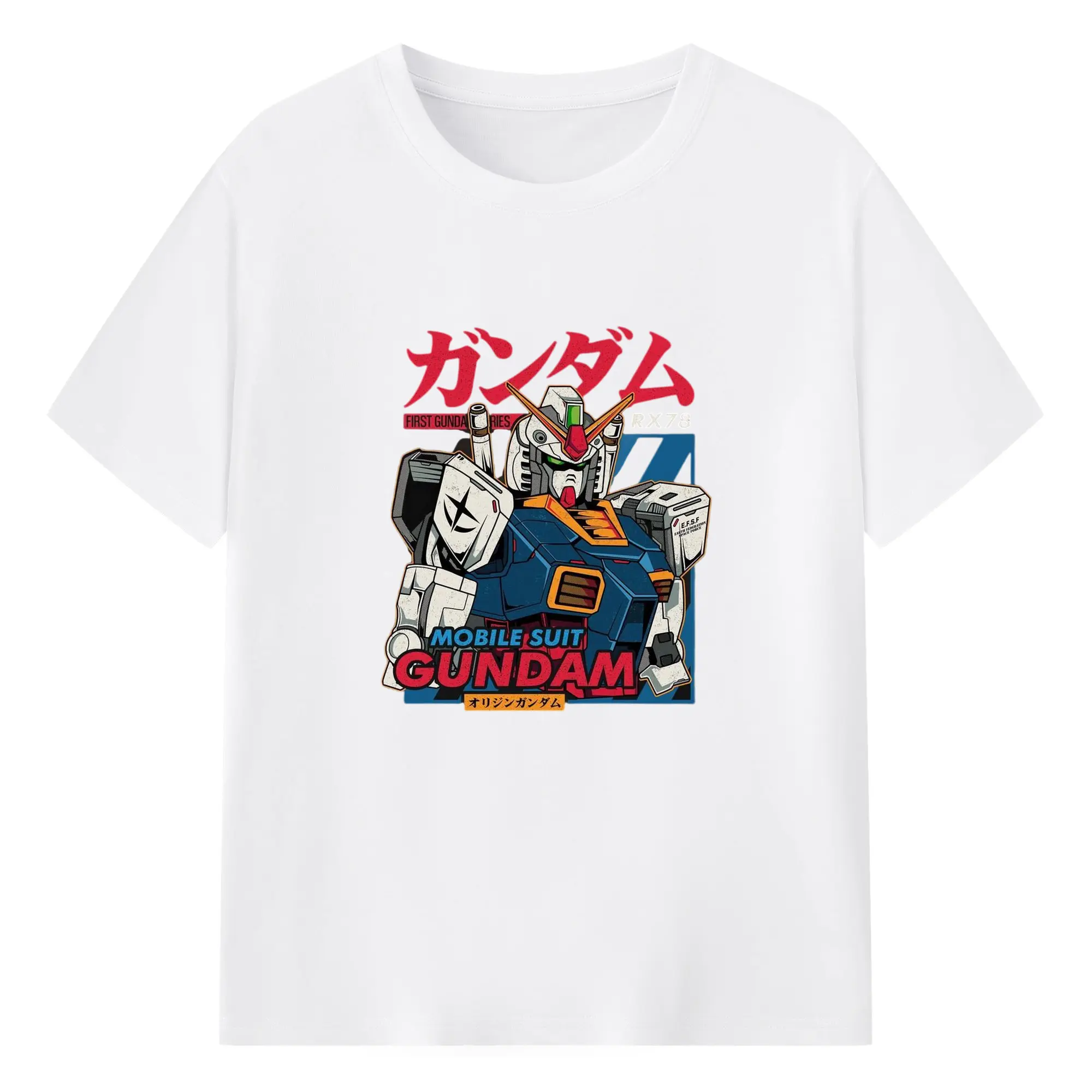 ガンダム 機動戦士 - 綿100％ 半袖Tシャツ ・ フロントプリント ・ 快適 通気性 ・ 日常使い 散歩 スポーツ用