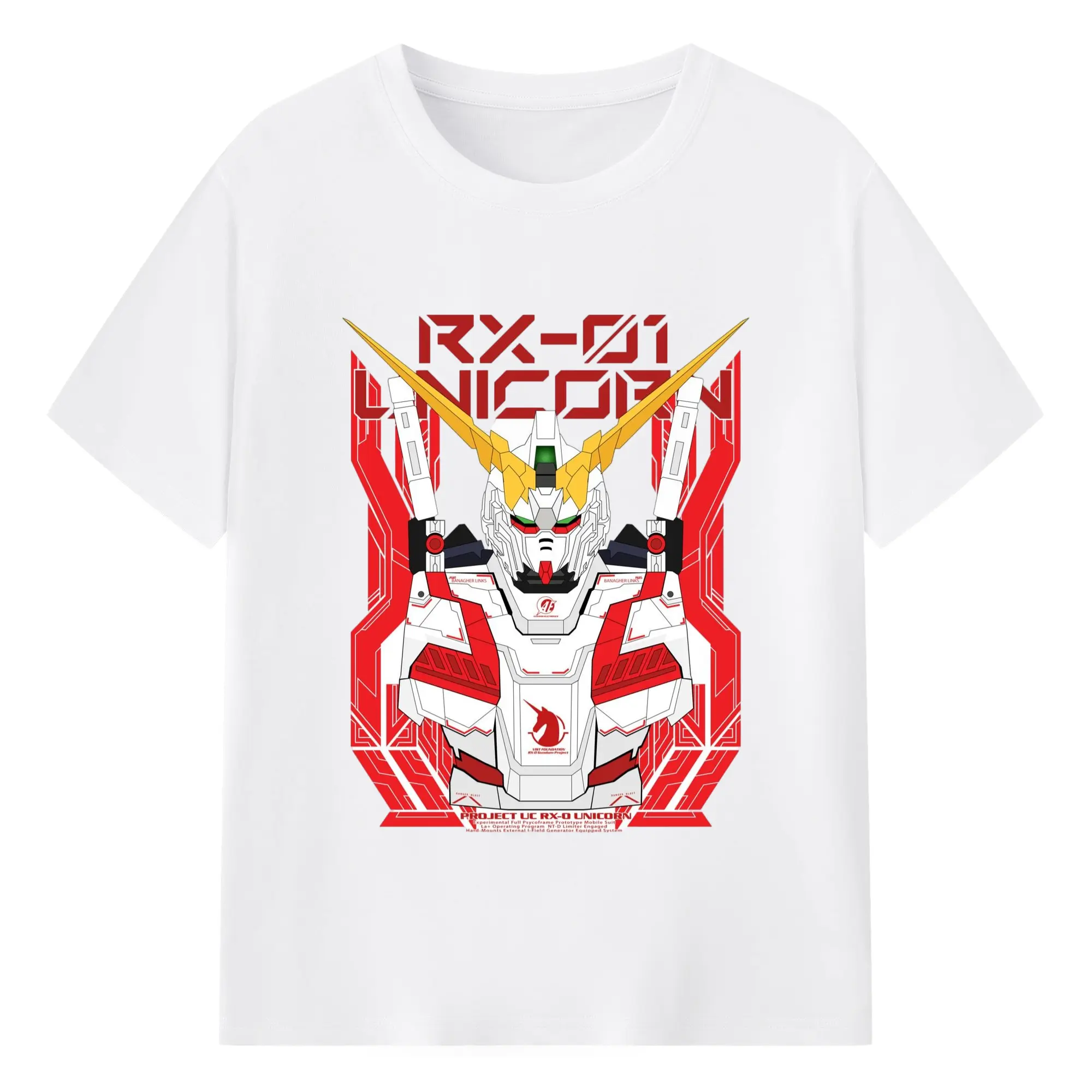 ガンダム 機動戦士ガンダム RX-01 - 綿100％ 半袖Tシャツ ・ フロントプリント ・ 快適 通気性 ・ 日常使い 散歩 スポーツ用