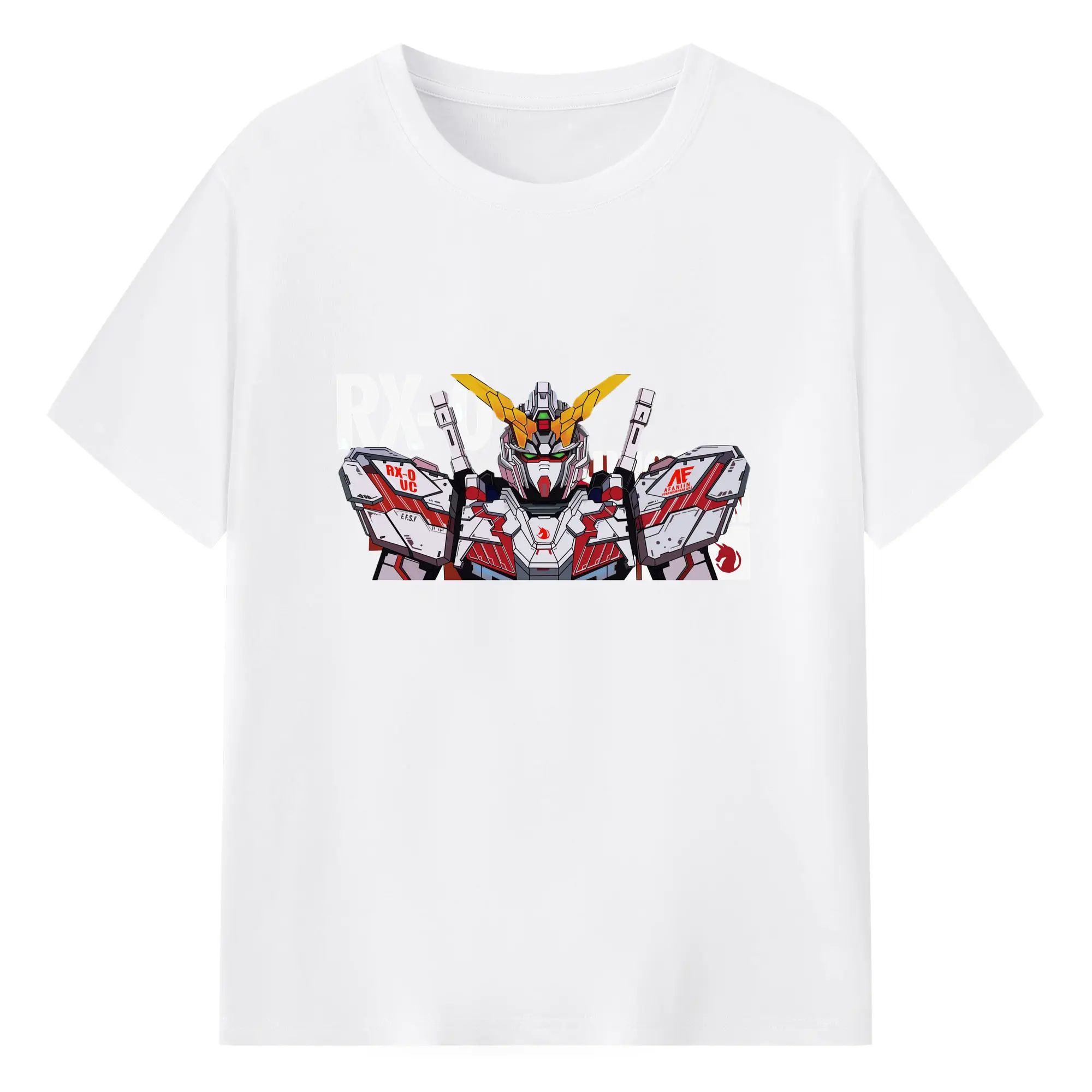ガンダム GUNDAM  RX-0 - 綿100％ 半袖Tシャツ ・ フロントプリント ・ 快適 通気性 ・ 日常使い 散歩 スポーツ用