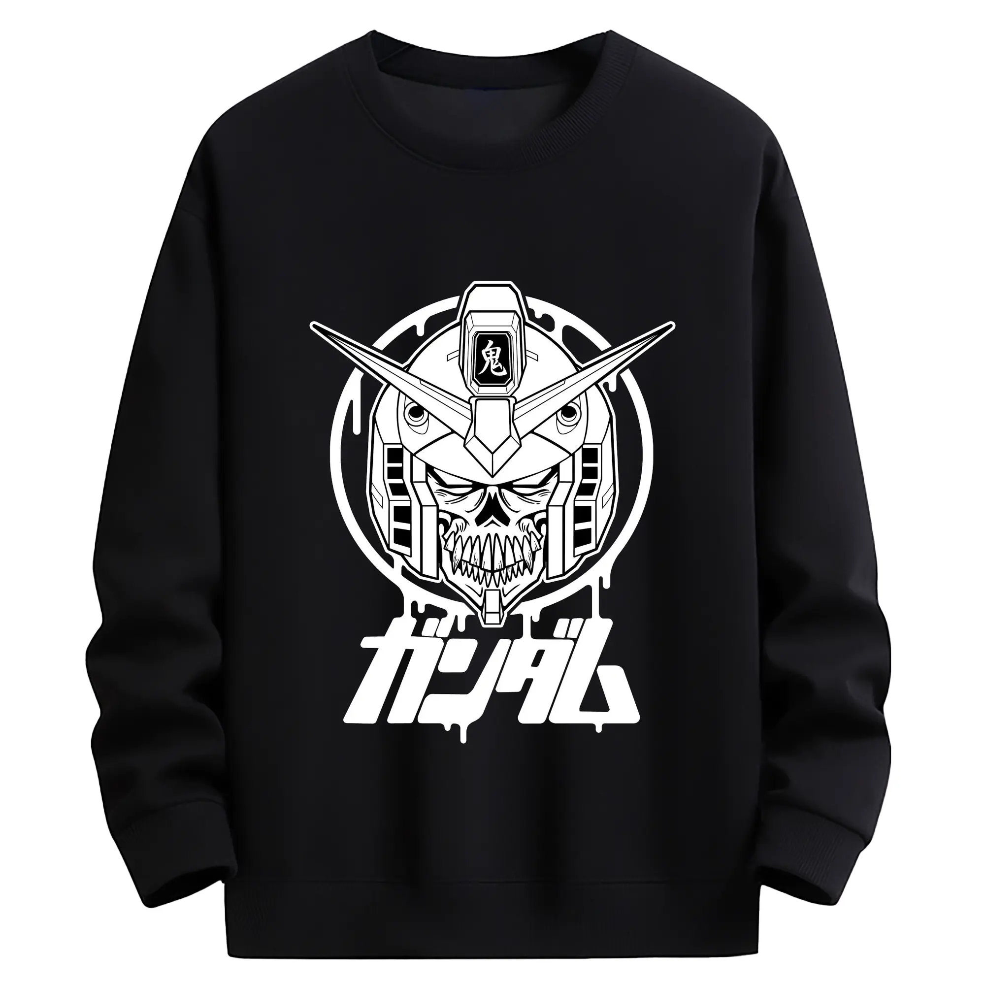 ガンダム スカルコラボ ガンダムクラシック - 高品質 クルーネック スウェット ・ コットン59％ ポリエステル41％ ・ ユニセックス 長袖 トレーナー ・ カジュアル デイリー スポーツ 散歩用