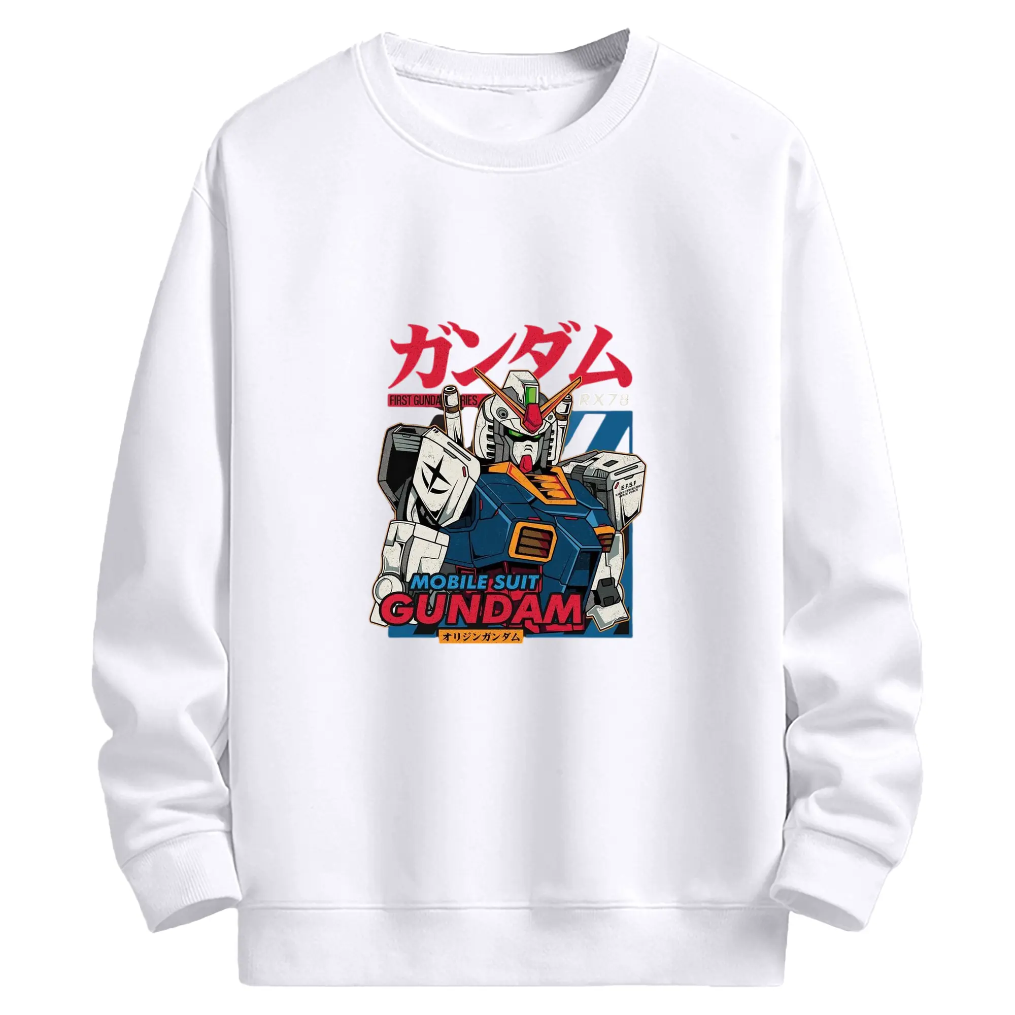 ガンダム 機動戦士 - 高品質 クルーネック スウェット ・ コットン59％ ポリエステル41％ ・ ユニセックス 長袖 トレーナー ・ カジュアル デイリー スポーツ 散歩用