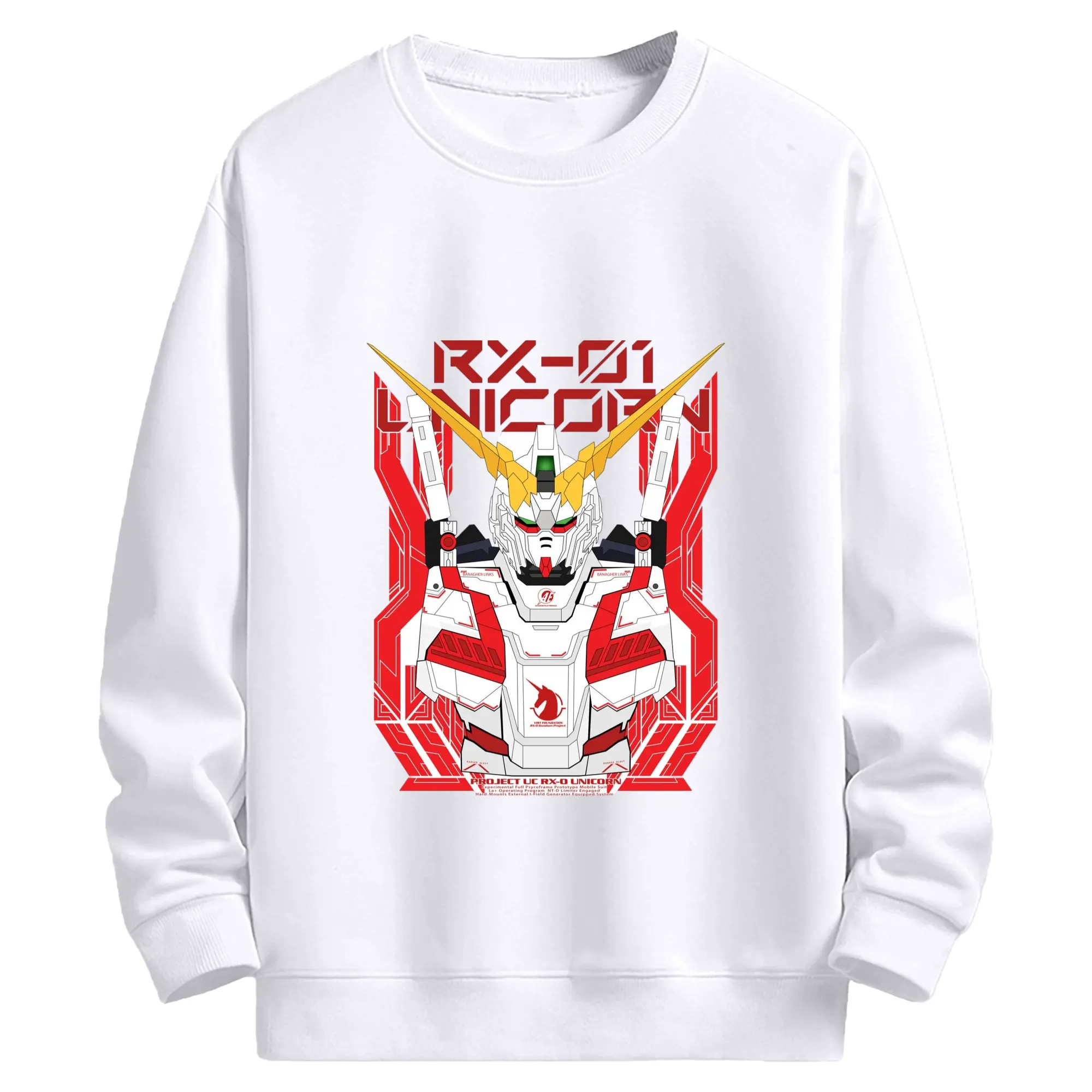 ガンダム 機動戦士ガンダム RX-01 - 高品質 クルーネック スウェット ・ コットン59％ ポリエステル41％ ・ ユニセックス 長袖 トレーナー ・ カジュアル デイリー スポーツ 散歩用