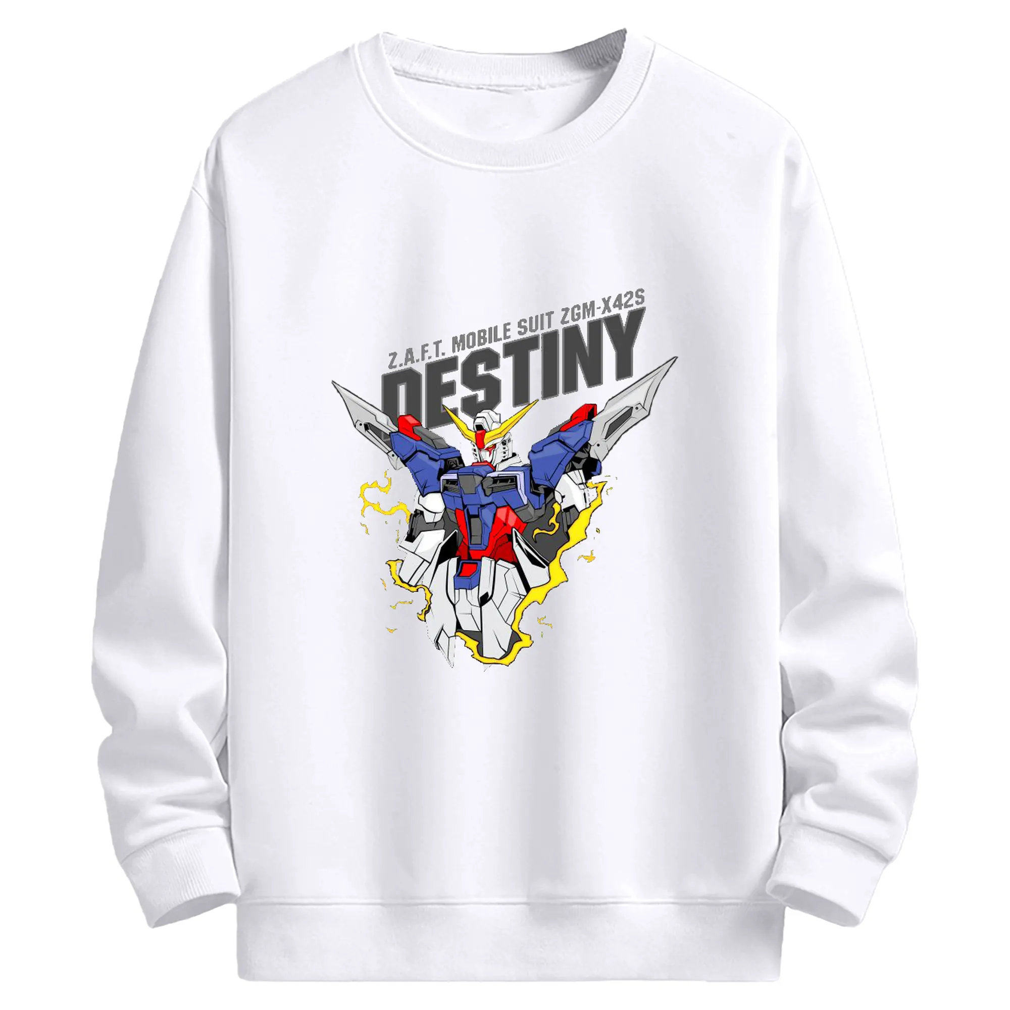 ガンダム 機動戦士ガンダム - 高品質 クルーネック スウェット ・ コットン59％ ポリエステル41％ ・ ユニセックス 長袖 トレーナー ・ カジュアル デイリー スポーツ 散歩用