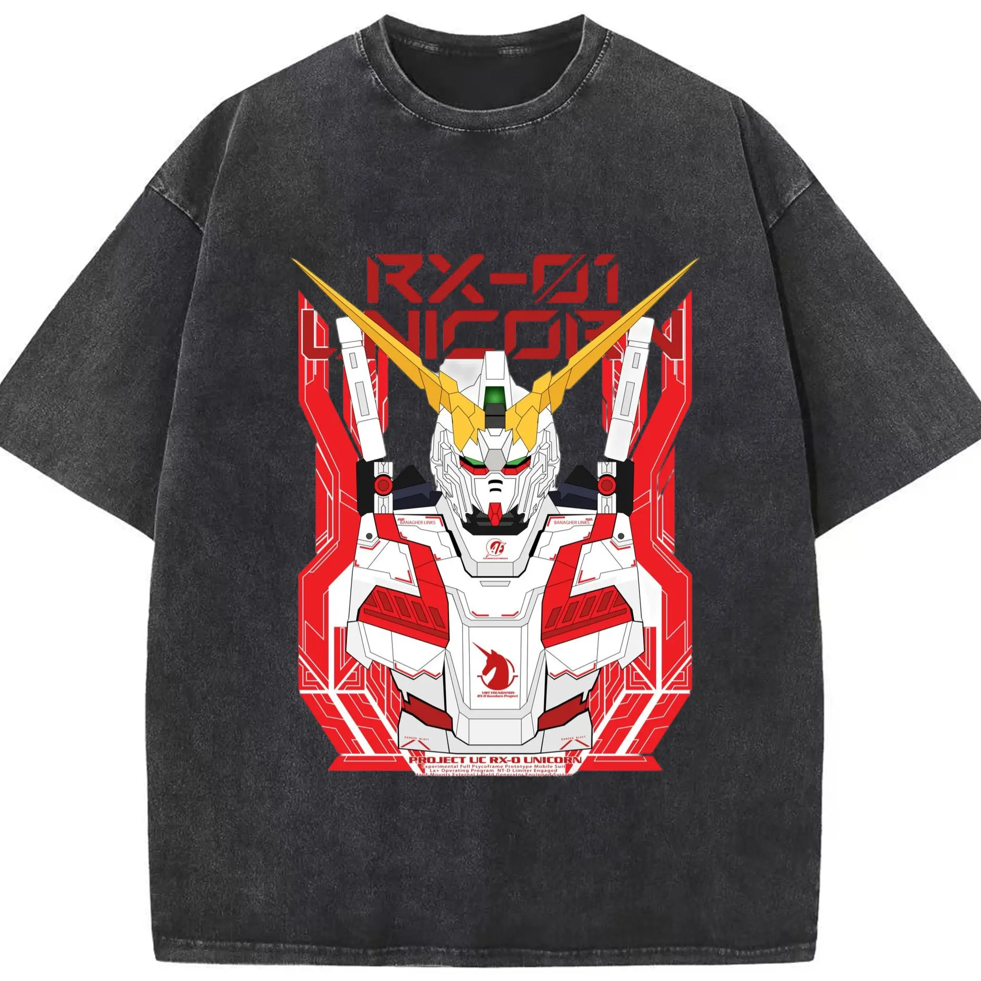 ガンダム 機動戦士ガンダム RX-01 - 綿100％ ヴィンテージ風 半袖Tシャツ ・ フロントプリント ・ 柔らか肌触り ・ 通気性 快適 ・ スポーツ カジュアル 外出用