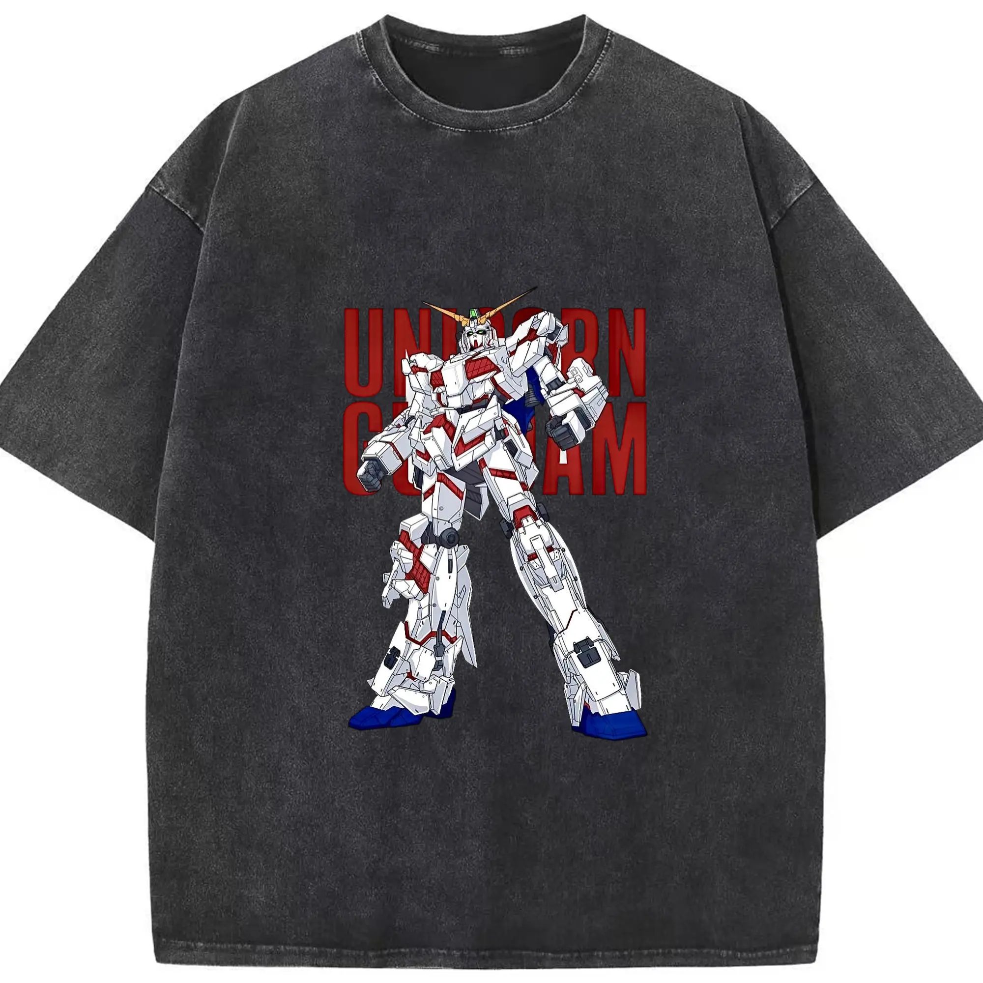 ガンダム 機動戦士ガンダム - 綿100％ ヴィンテージ風 半袖Tシャツ ・ フロントプリント ・ 柔らか肌触り ・ 通気性 快適 ・ スポーツ カジュアル 外出用