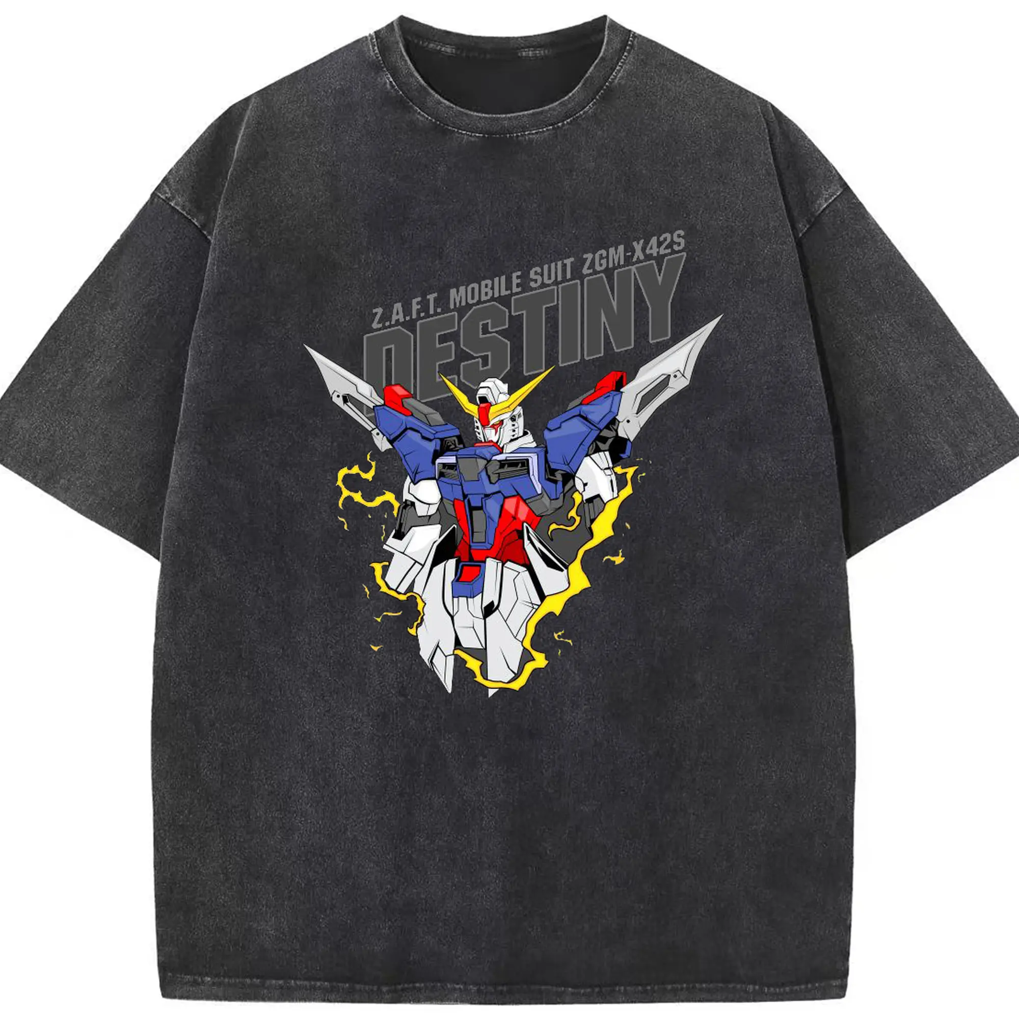 ガンダム 機動戦士ガンダム - 綿100％ ヴィンテージ風 半袖Tシャツ ・ フロントプリント ・ 柔らか肌触り ・ 通気性 快適 ・ スポーツ カジュアル 外出用