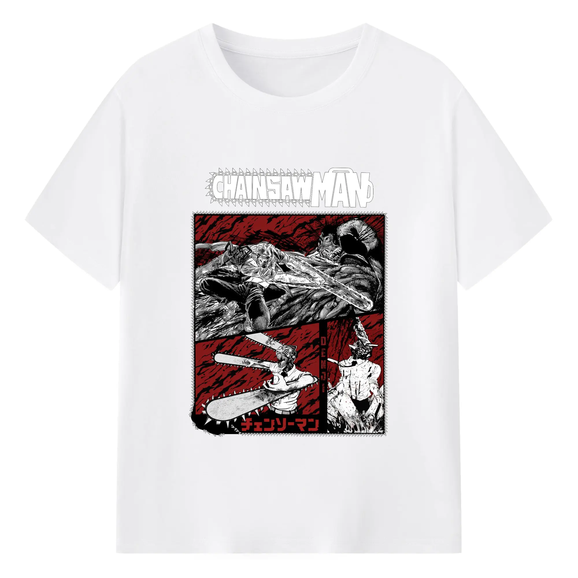チェンソーマン chainsawman 電ノコ少年 デンジポチタ - 綿100％ 半袖Tシャツ ・ フロントプリント ・ 快適 通気性 ・ 日常使い 散歩 スポーツ用