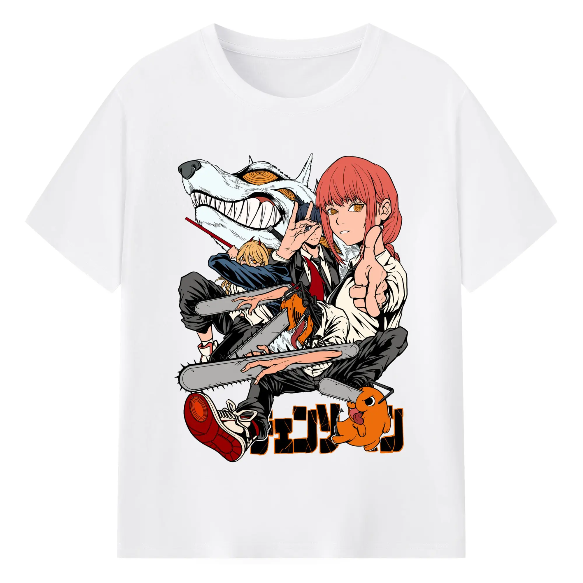 チェンソーマン デンジマキマ - 綿100％ 半袖Tシャツ ・ フロントプリント ・ 快適 通気性 ・ 日常使い 散歩 スポーツ用