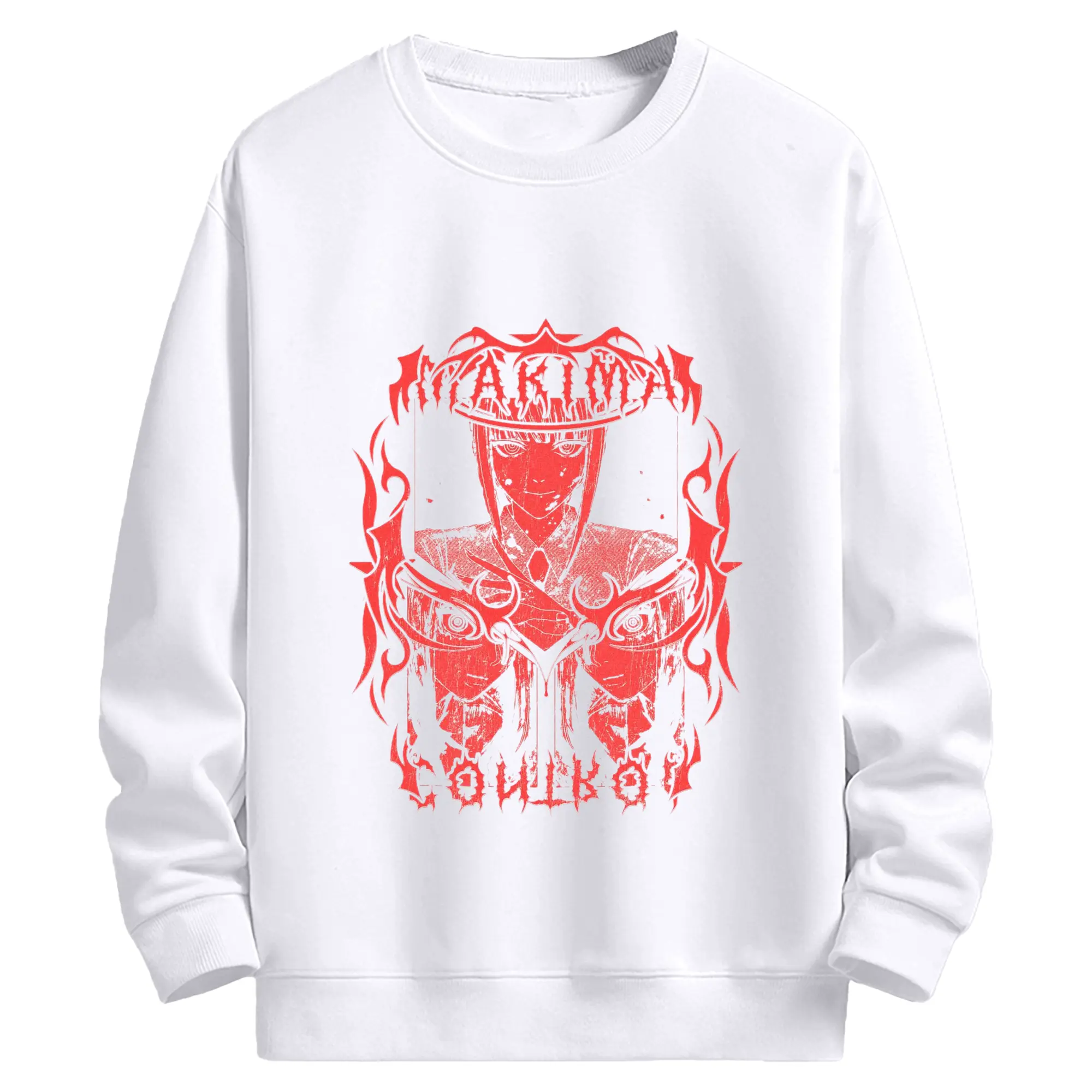 チェンソーマン  支配の悪魔マキマ マキマ美しい - 高品質 クルーネック スウェット ・ コットン59％ ポリエステル41％ ・ ユニセックス 長袖 トレーナー ・ カジュアル デイリー スポーツ 散歩用