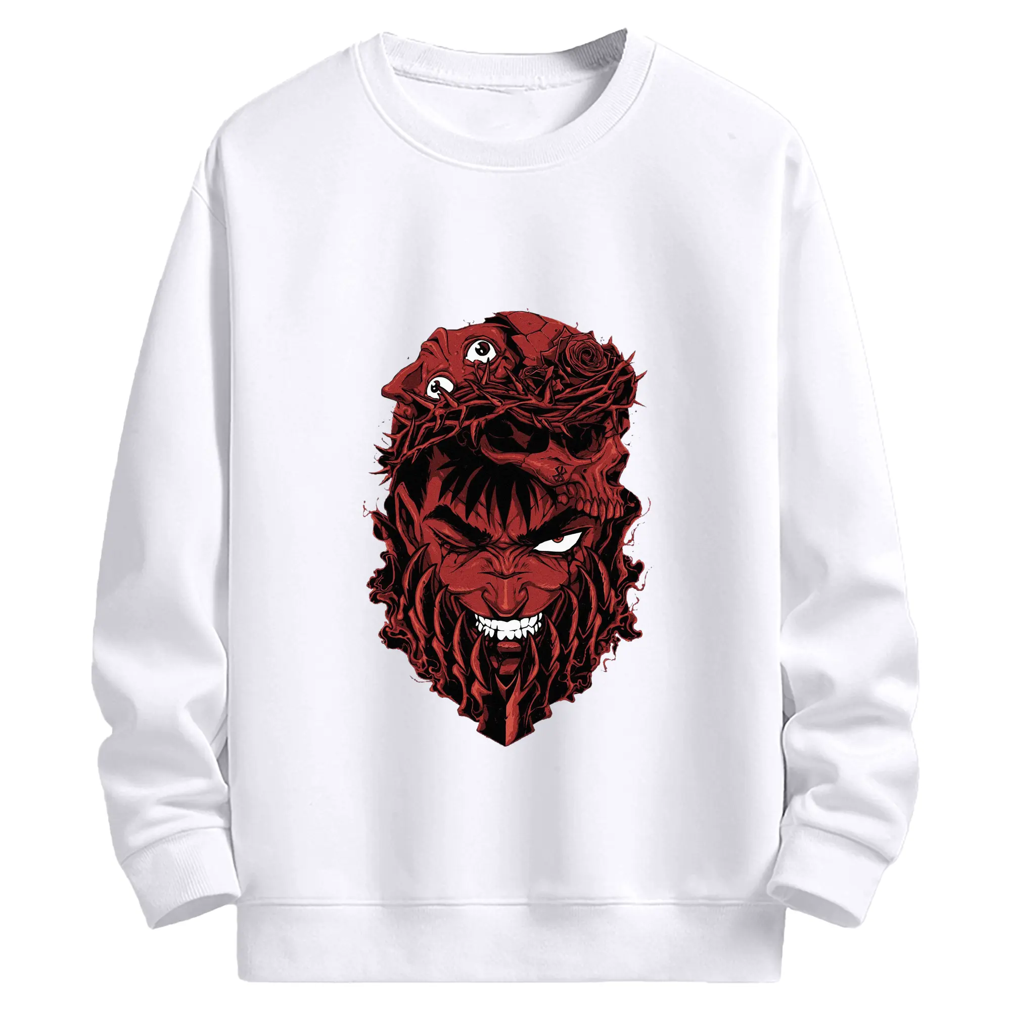 ベルセルク ガッツ - 高品質 クルーネック スウェット ・ コットン59％ ポリエステル41％ ・ ユニセックス 長袖 トレーナー ・ カジュアル デイリー スポーツ 散歩用