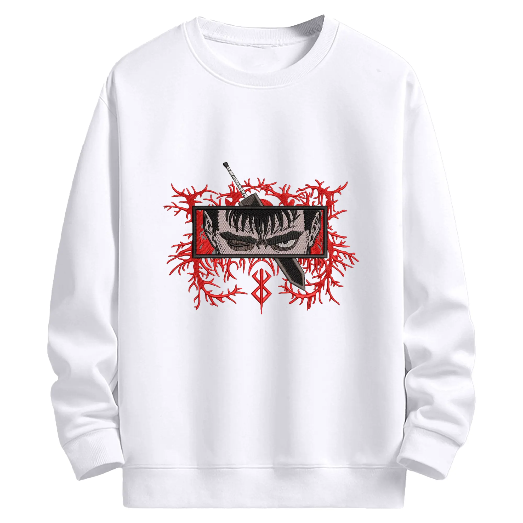 ベルセルク ドラゴンころし ガッツ - 高品質 クルーネック スウェット ・ コットン59％ ポリエステル41％ ・ ユニセックス 長袖 トレーナー ・ カジュアル デイリー スポーツ 散歩用