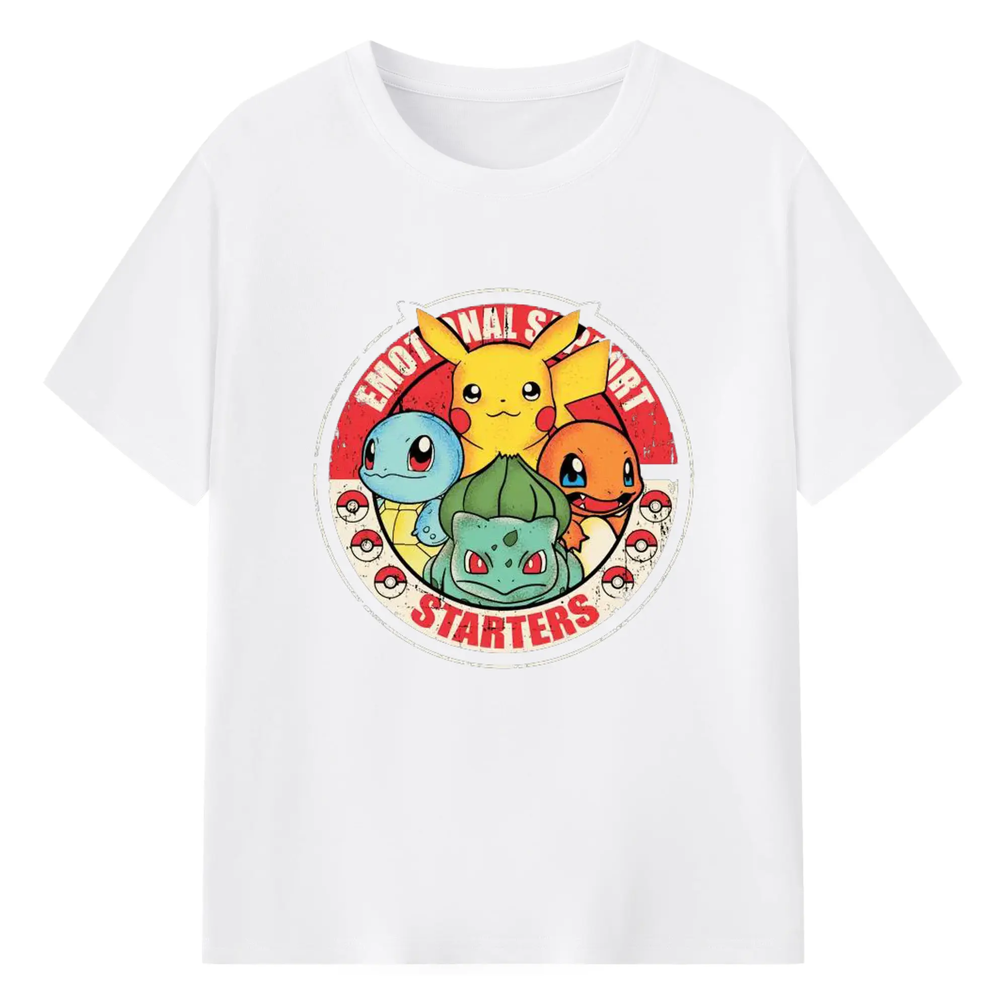 ポケモン　ヒトカゲとフシギダネ - 綿100％ 半袖Tシャツ ・ フロントプリント ・ 快適 通気性 ・ 日常使い 散歩 スポーツ用